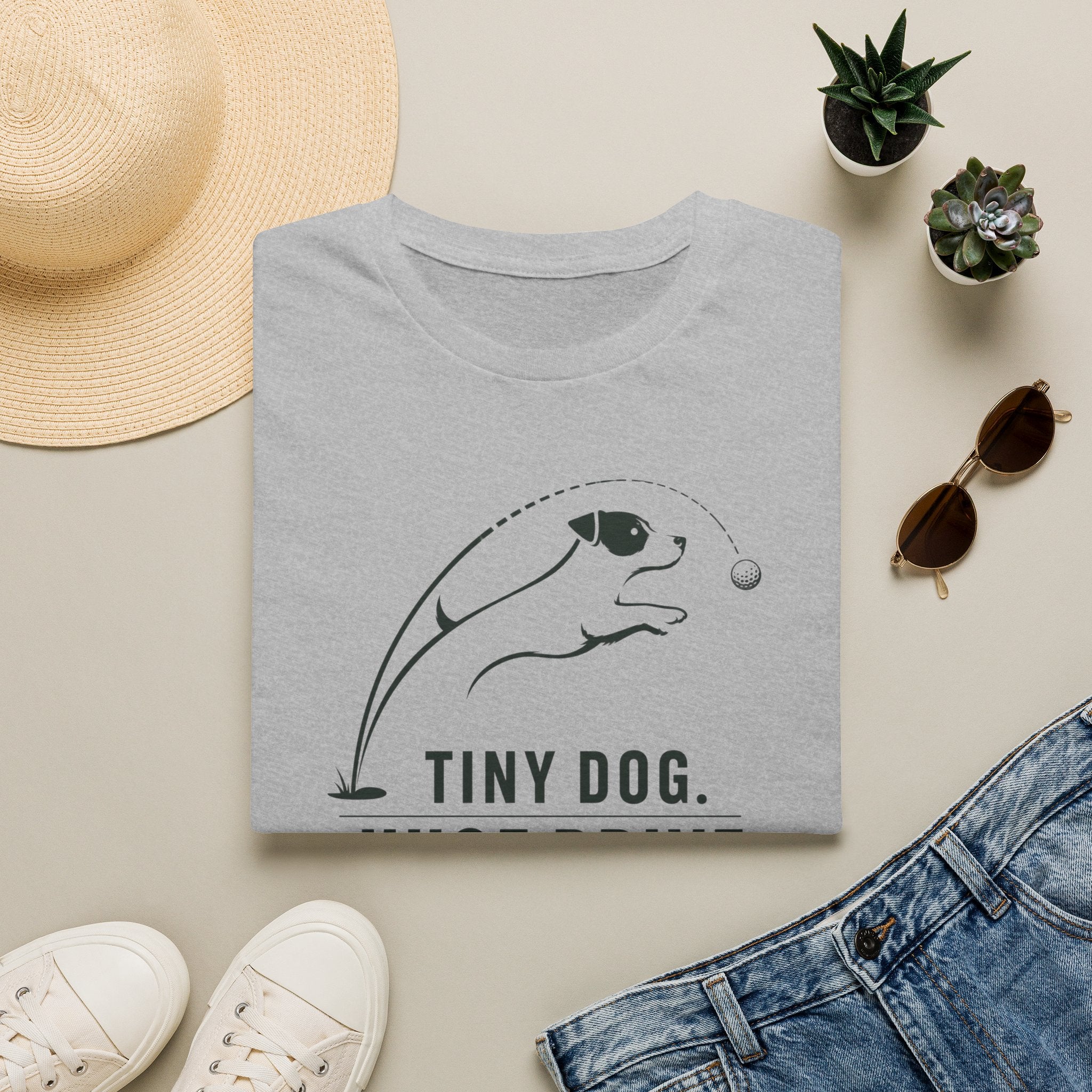 Tiny Dog Tee — "Tiny Dog. Huge Drive." Cute Playful Dog Graphic T-Shirt