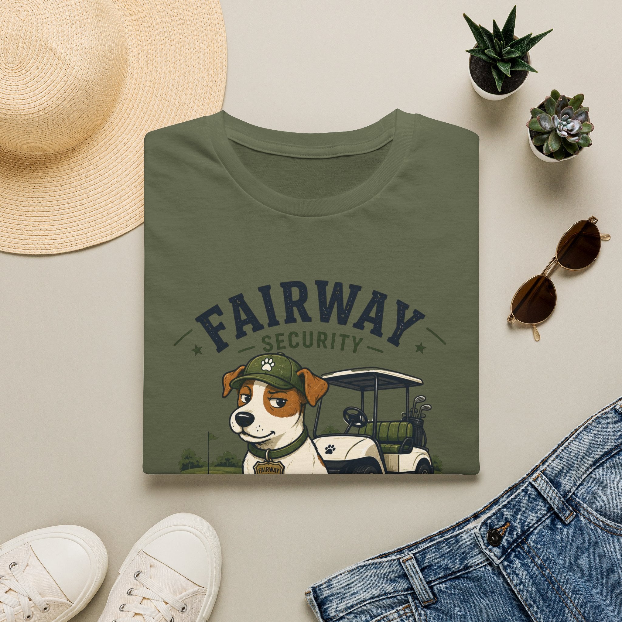 Golf Course Dog T-Shirt — "Fairway Security" Caddy Pup Graphic Tee
