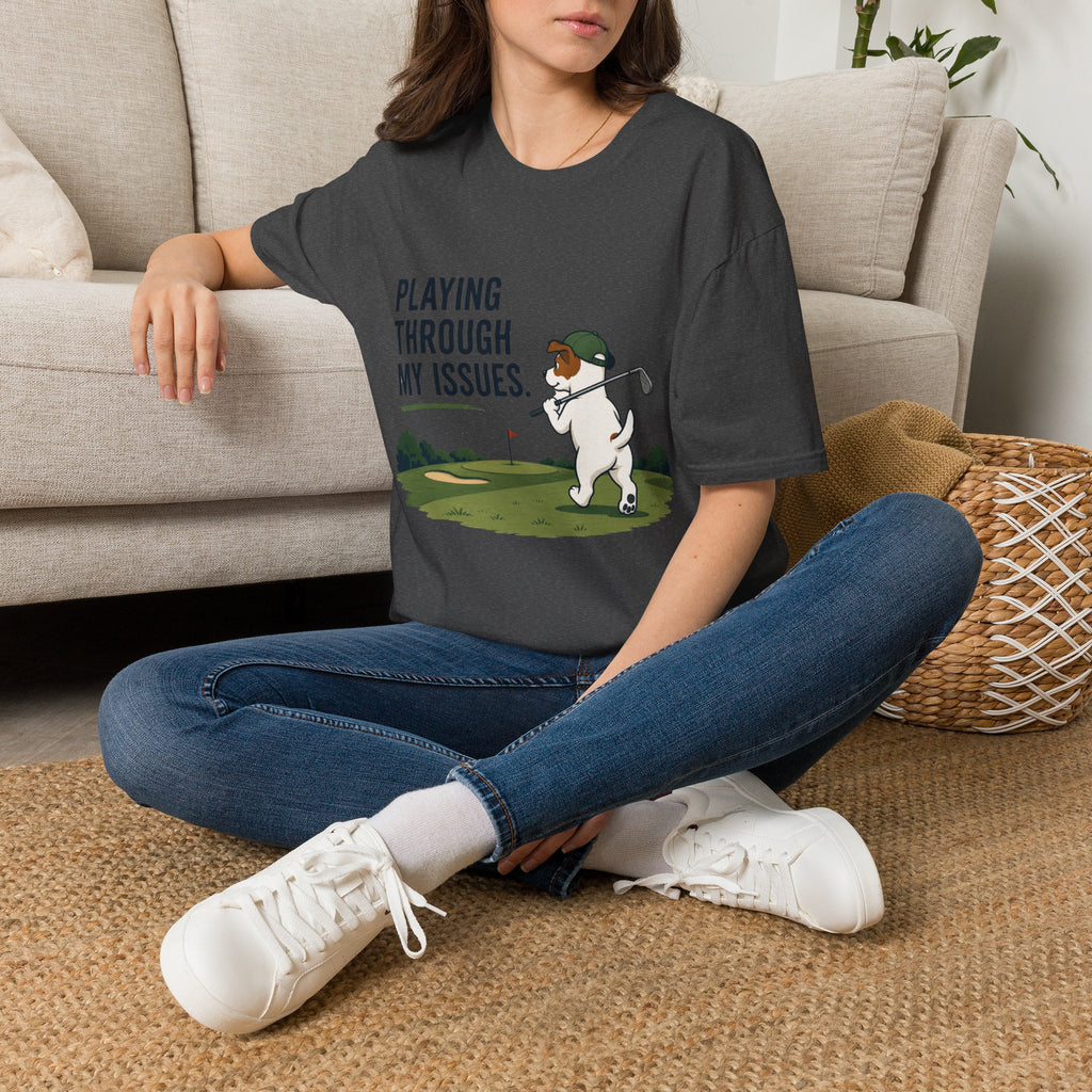 Golf Humor T-Shirt — "Playing Through My Issues" Funny Golfer Design
