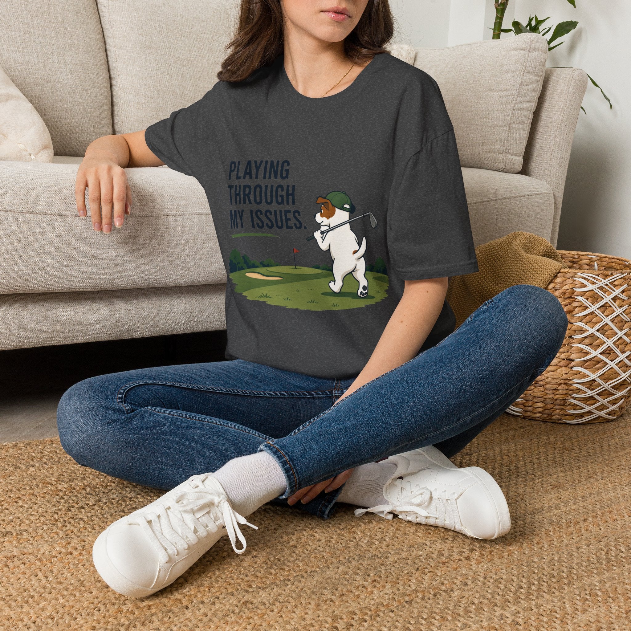 Golf Humor T-Shirt — "Playing Through My Issues" Funny Golfer Design