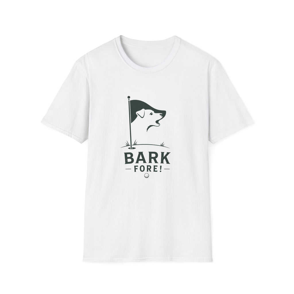 Bark Fore! Golf Dog T-Shirt — Funny Golfing Dog Graphic Tee