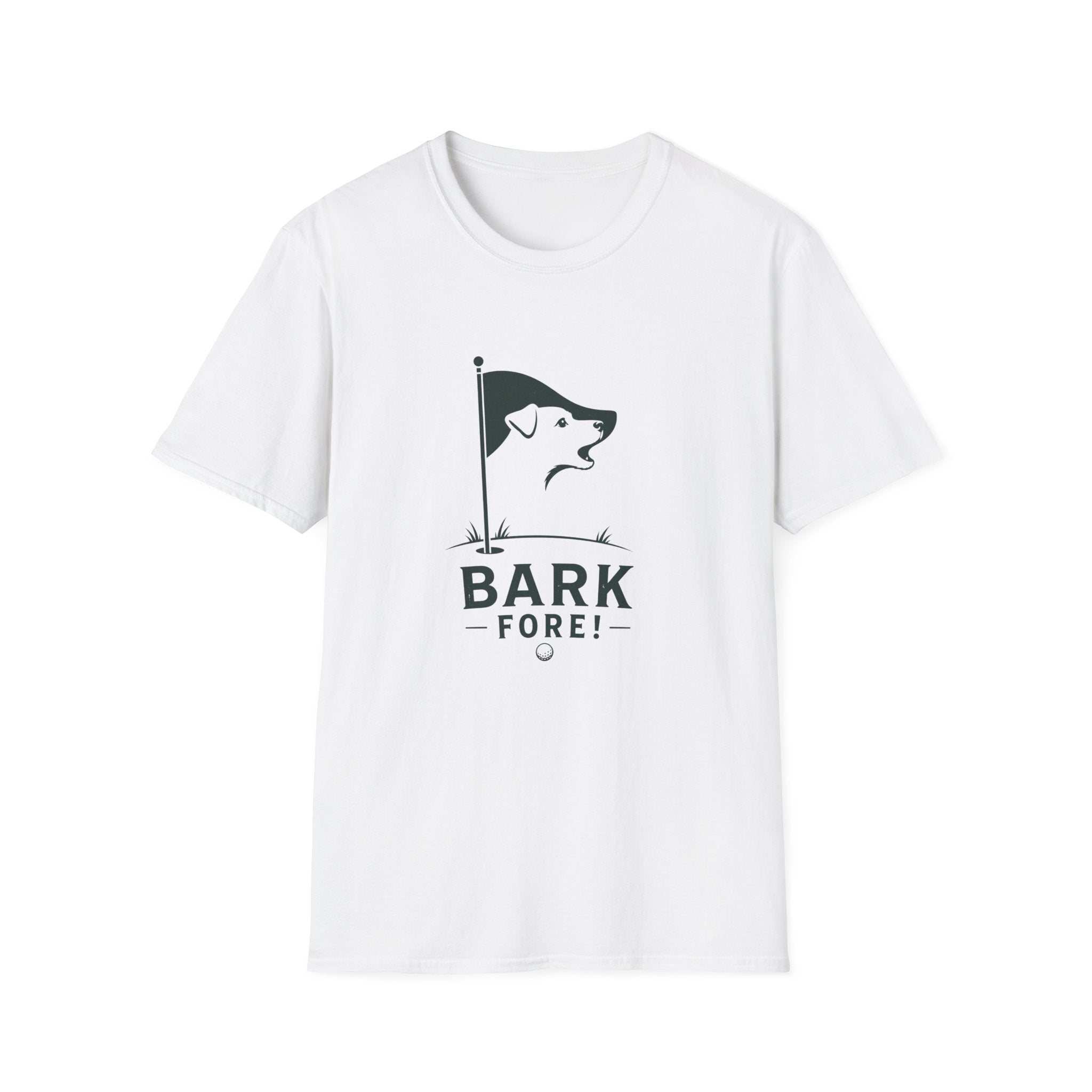 Bark Fore! Golf Dog T-Shirt — Funny Golfing Dog Graphic Tee