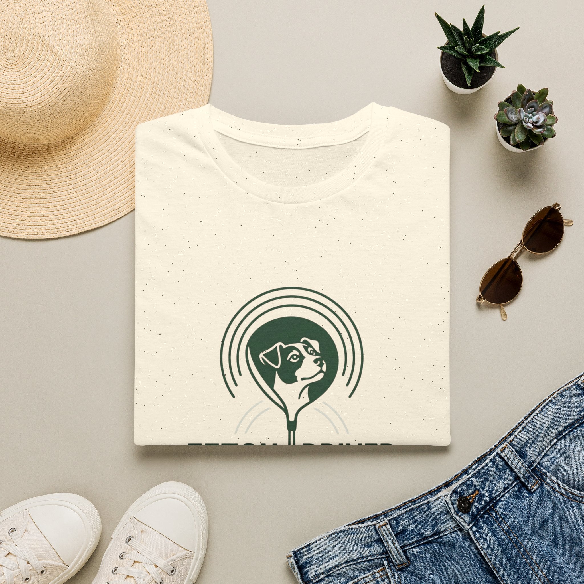Fetch Driver T‑Shirt — Retro Tennis Ball & Dog Logo Tee