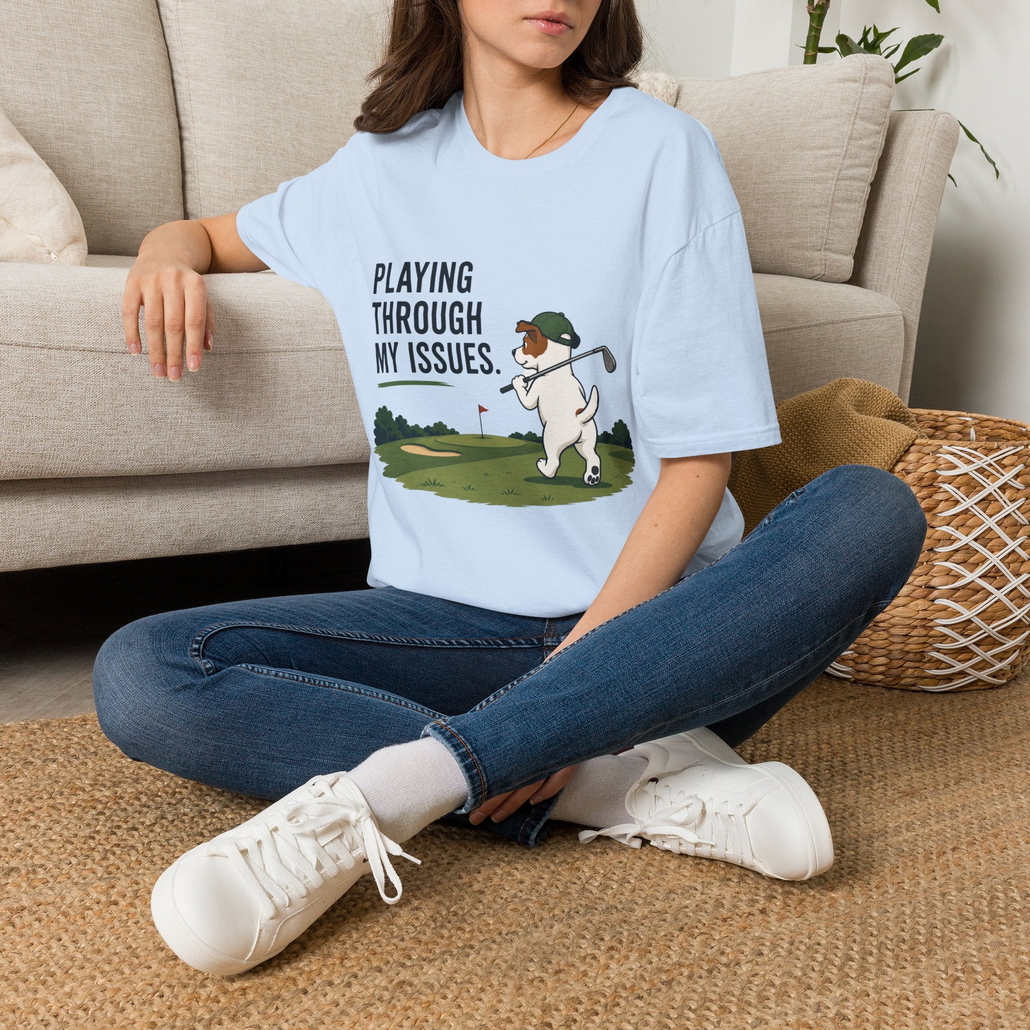 Golf Humor T-Shirt — "Playing Through My Issues" Funny Golfer Design