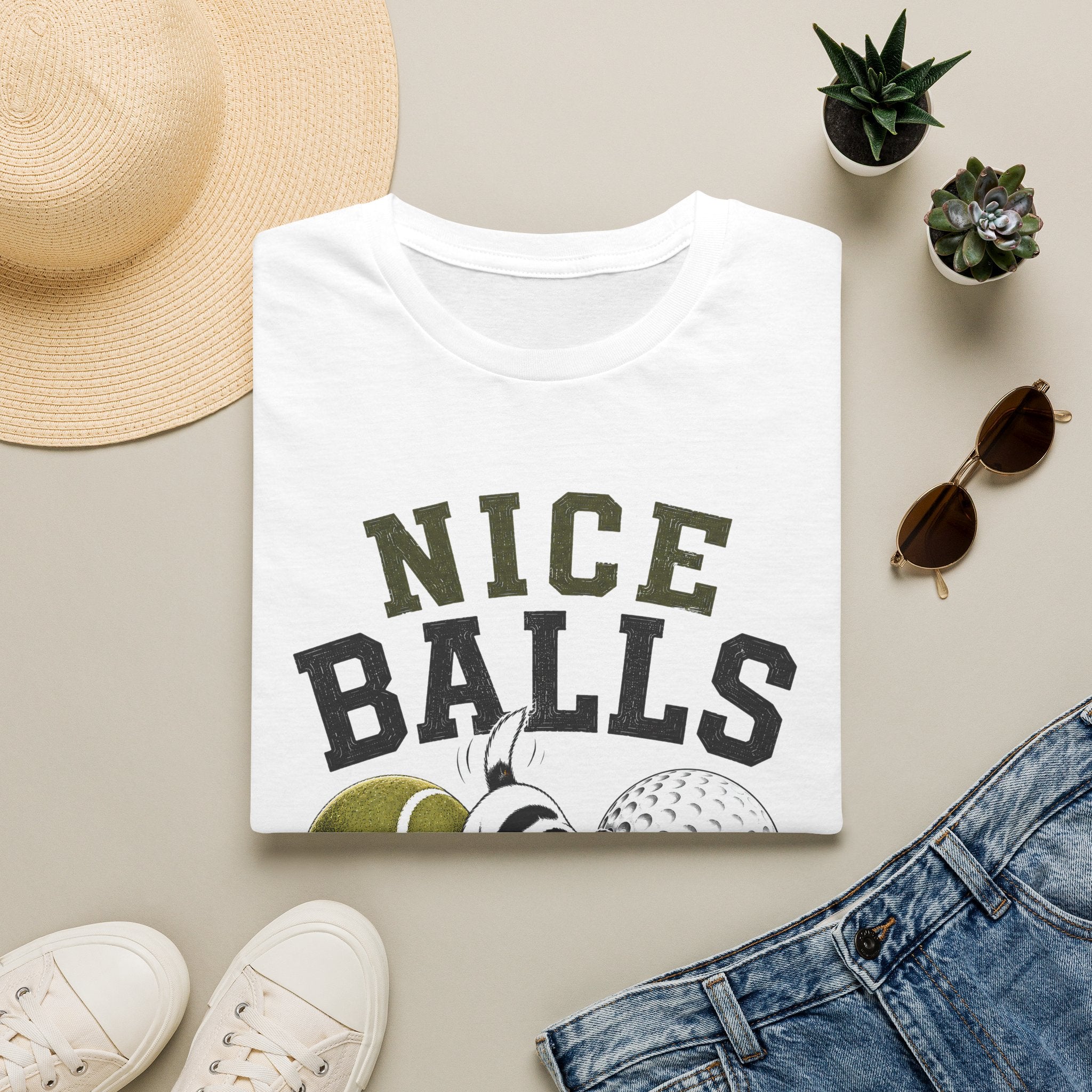 Nice Balls Graphic T‑Shirt — Funny Tennis & Golf Sports Tee