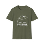 Tiny Dog Huge Drive T-Shirt — Playful Racing Dog Graphic Tee