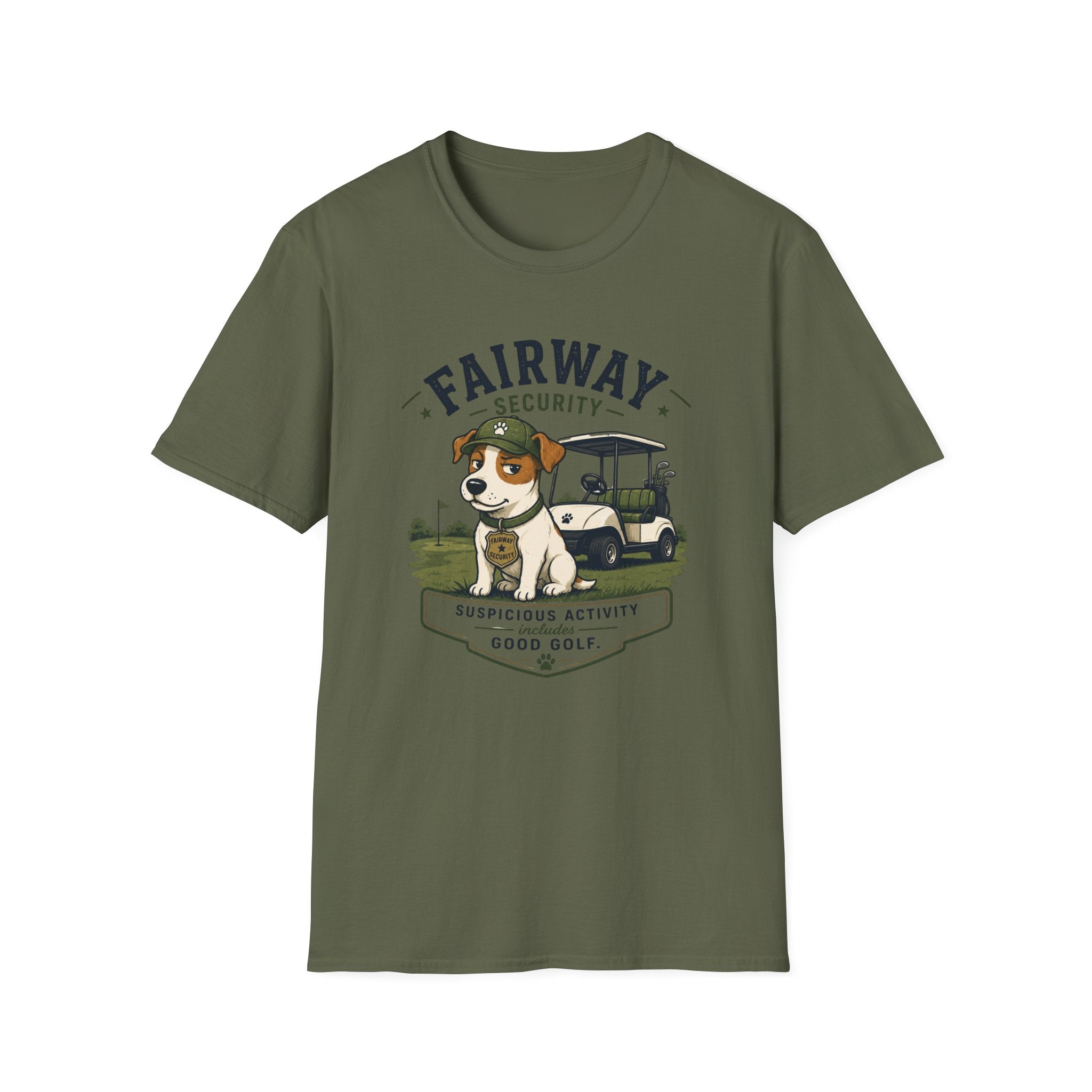 Golf Course Dog T-Shirt — "Fairway Security" Caddy Pup Graphic Tee