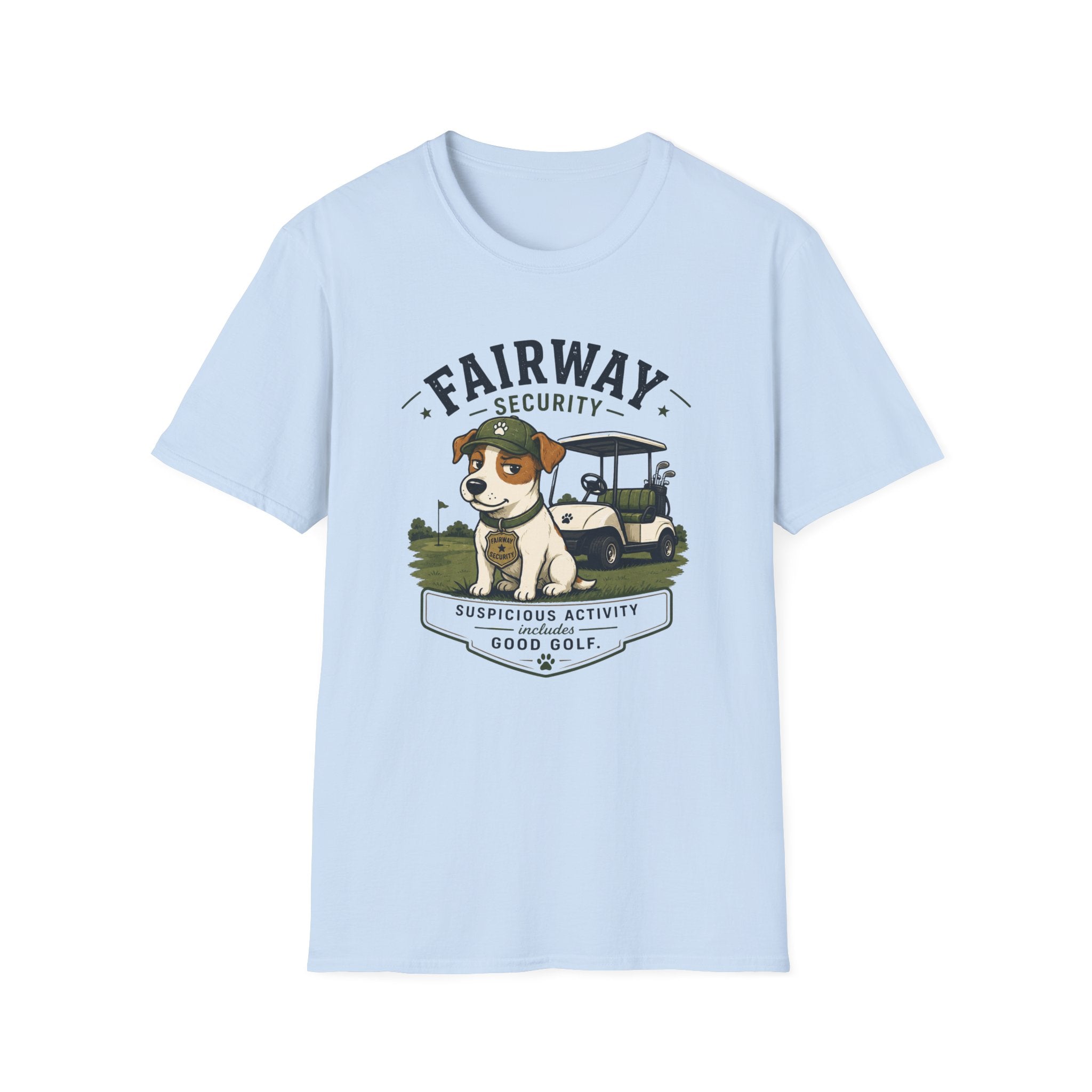 Golf Course Dog T-Shirt — "Fairway Security" Caddy Pup Graphic Tee