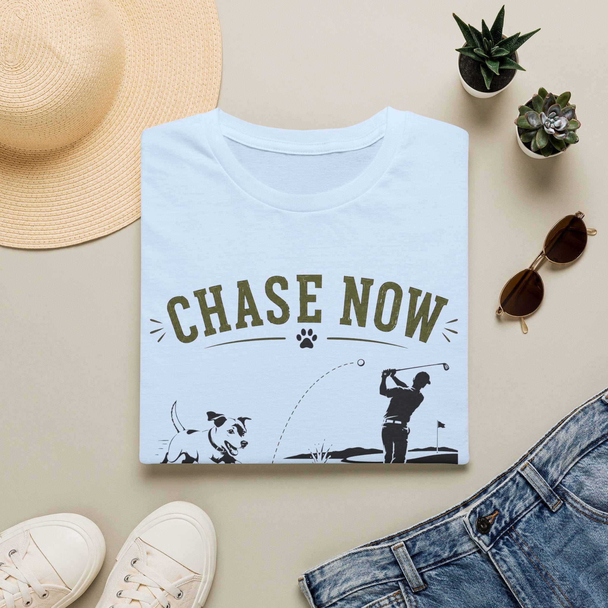 Chase Now Think Later T-Shirt — Golf Dog Graphic Tee