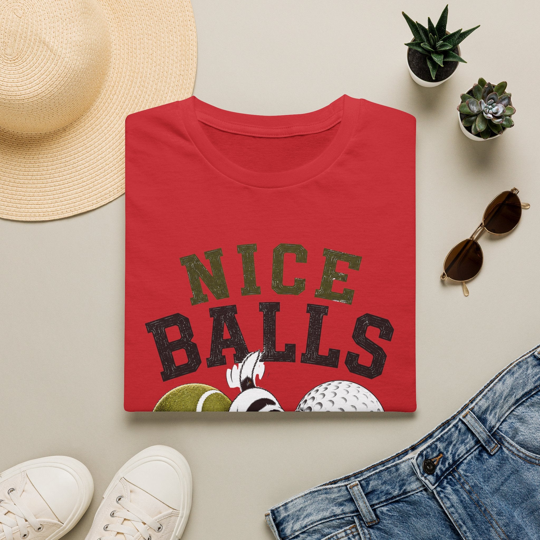Nice Balls Graphic T‑Shirt — Funny Tennis & Golf Sports Tee