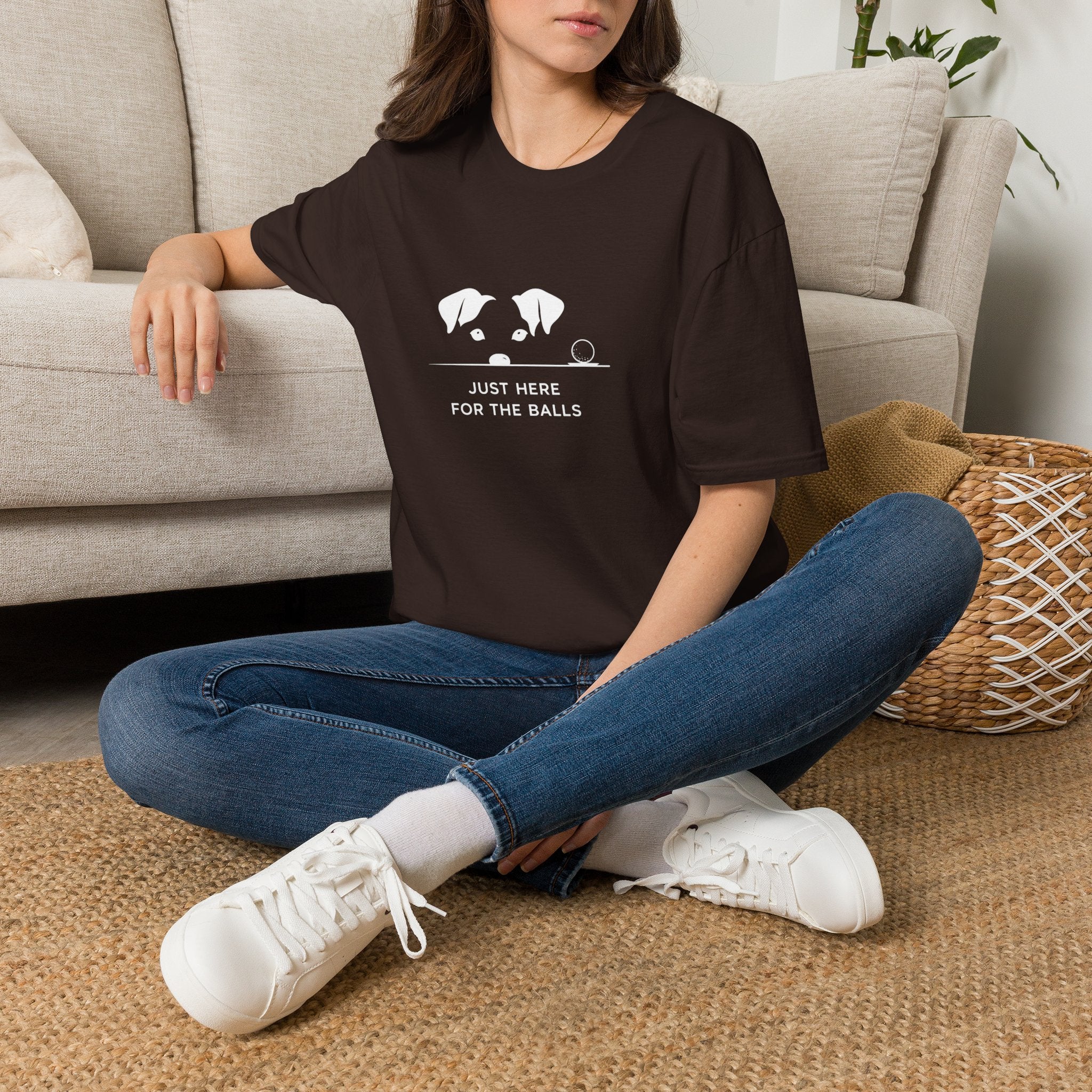 Dog Lover T‑Shirt — Shhh "Just Here for the Balls"