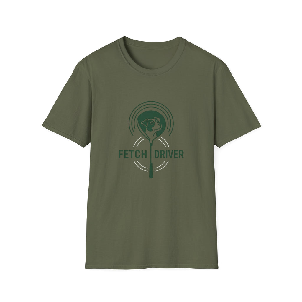 Fetch Driver T‑Shirt — Retro Tennis Ball & Dog Logo Tee