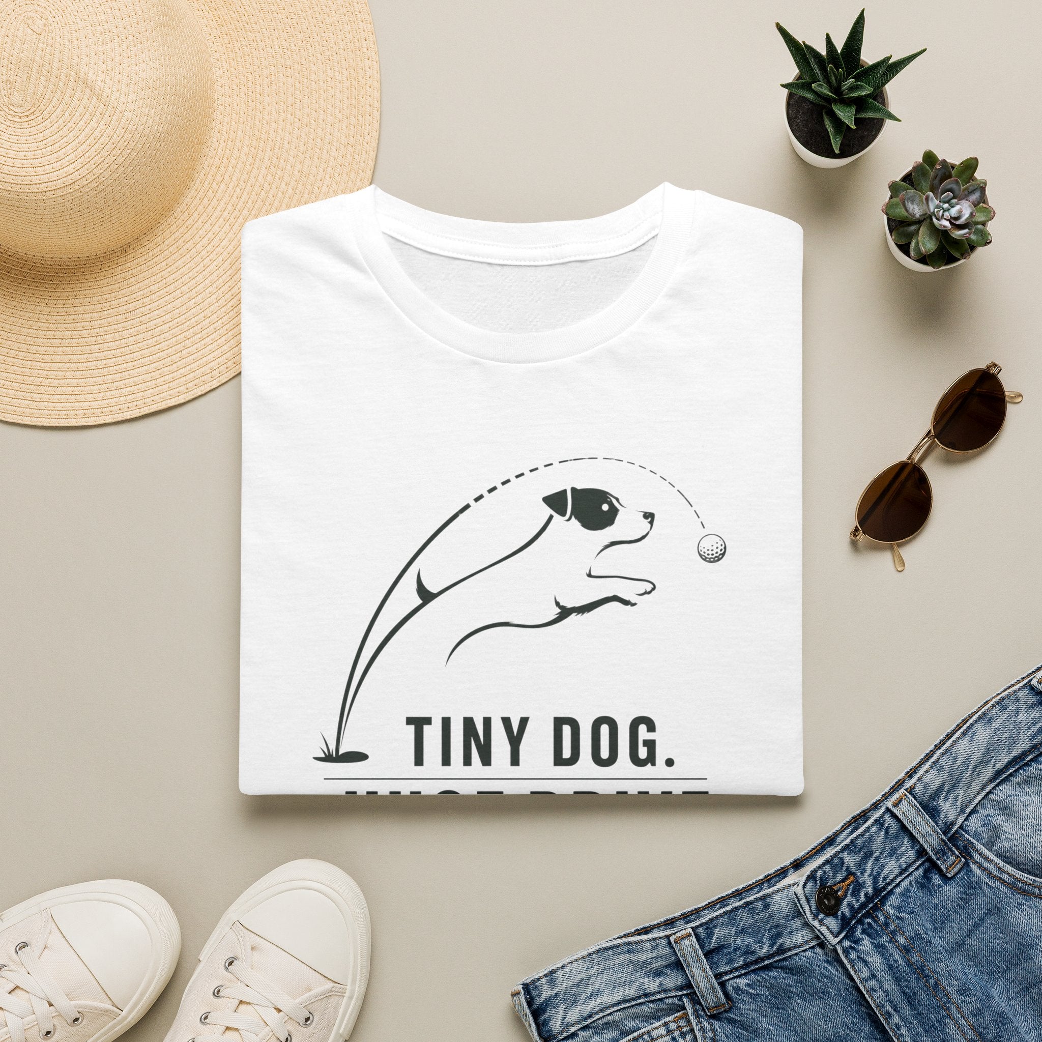 Tiny Dog Tee — "Tiny Dog. Huge Drive." Cute Playful Dog Graphic T-Shirt