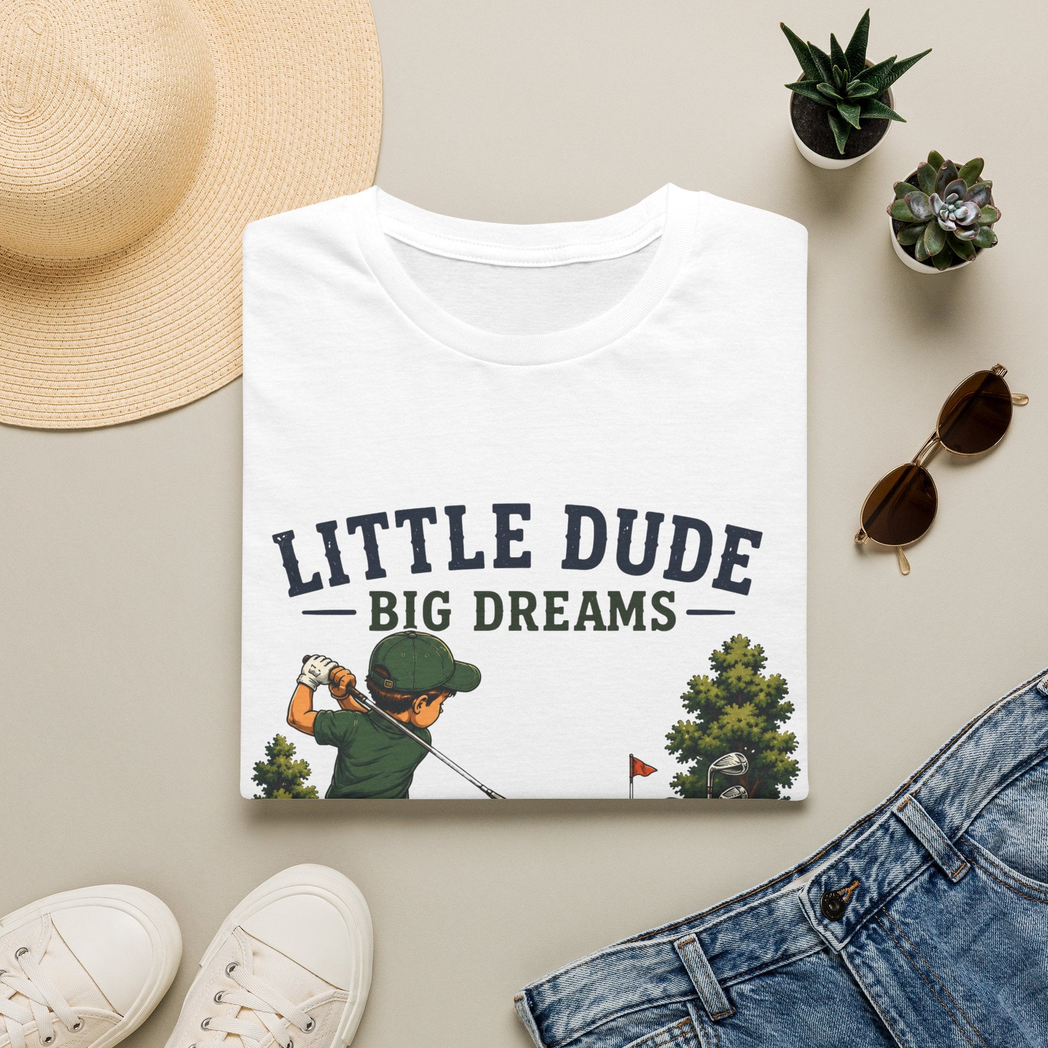 Little Dude Big Dreams T-Shirt — Kids Golf Vintage Design