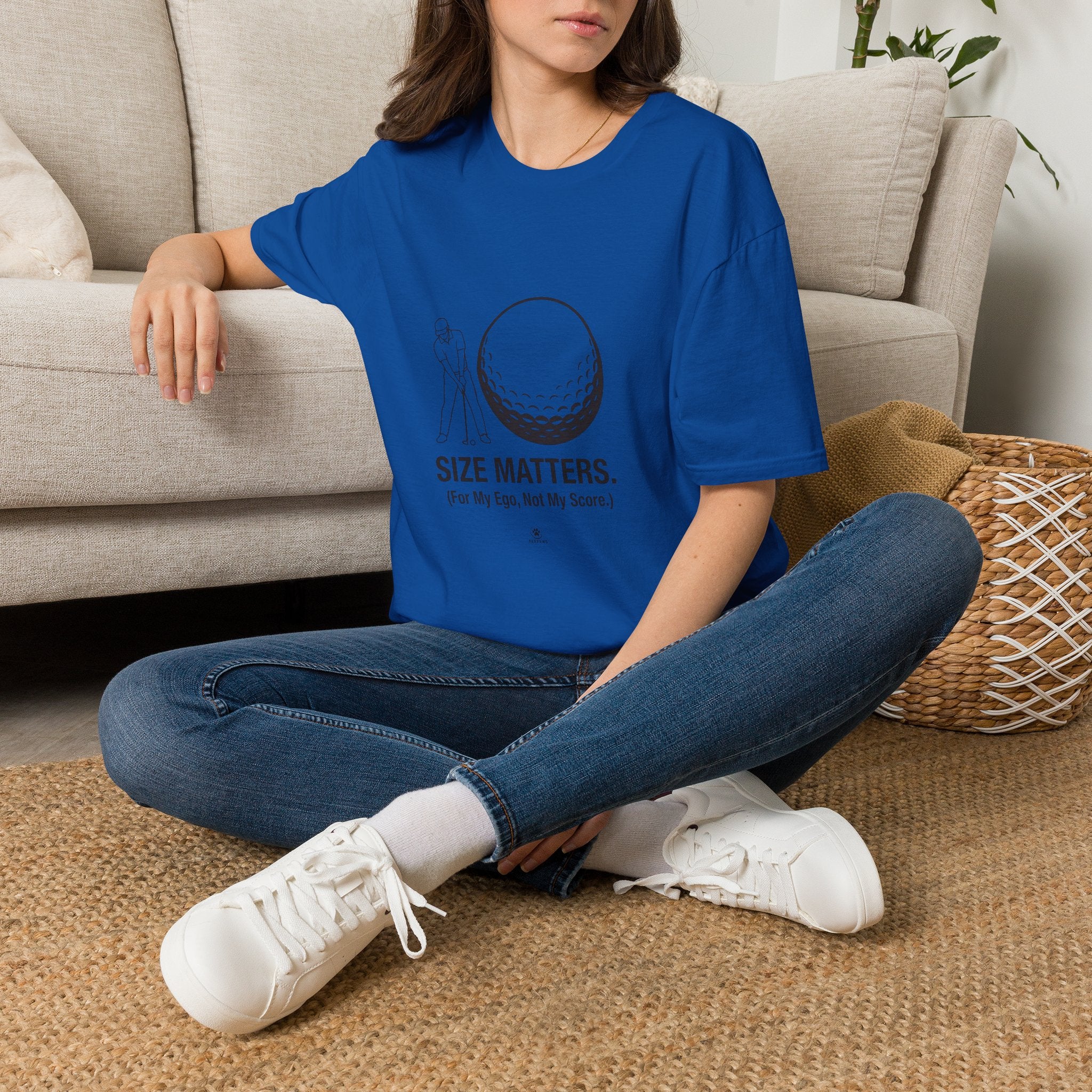 Golf T-Shirt — 'Size Matters' Funny Golf Ball Design, Golfer Gift