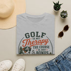 Golf T‑Shirt — "Golf Is My Therapy, The Course Is Just Bonus" Vintage Golfing Tee