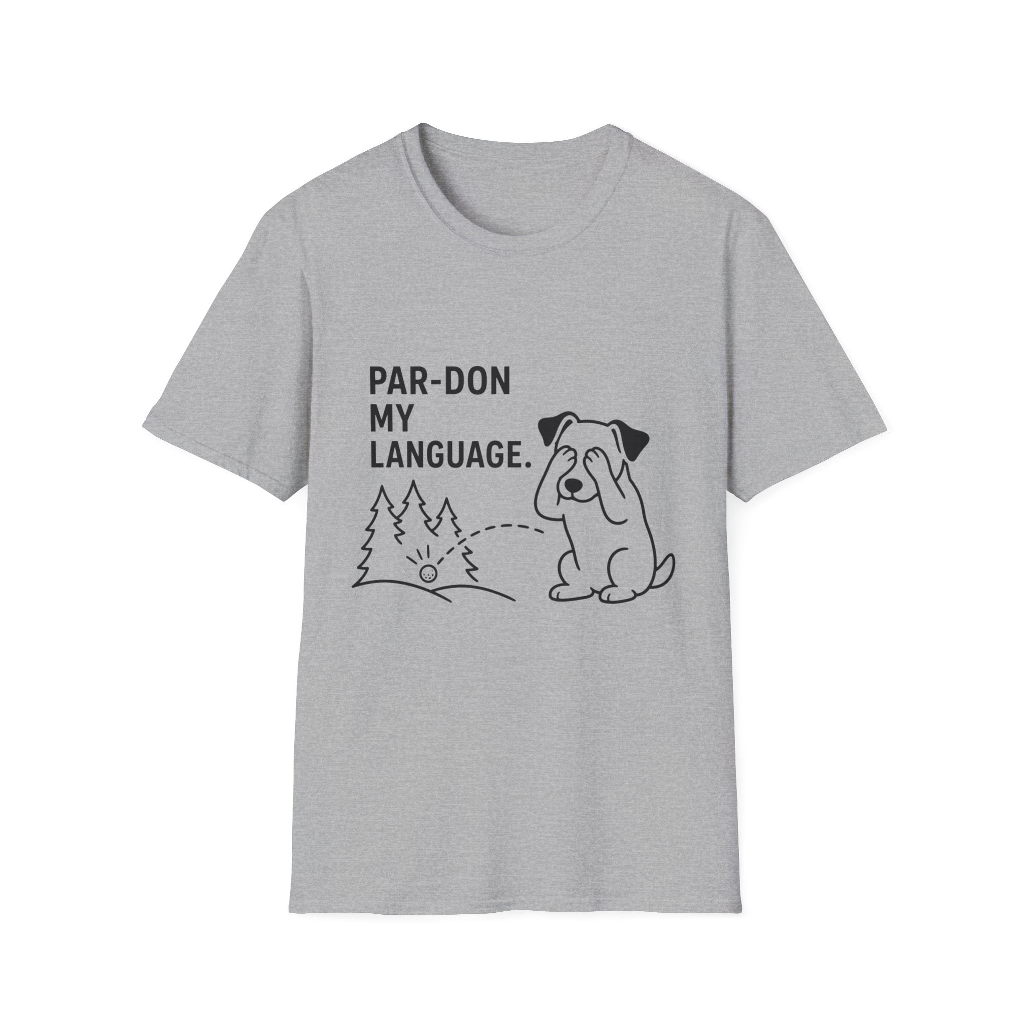 Par-don My Language Dog T-Shirt — Funny Pardoning Puppy Graphic Tee