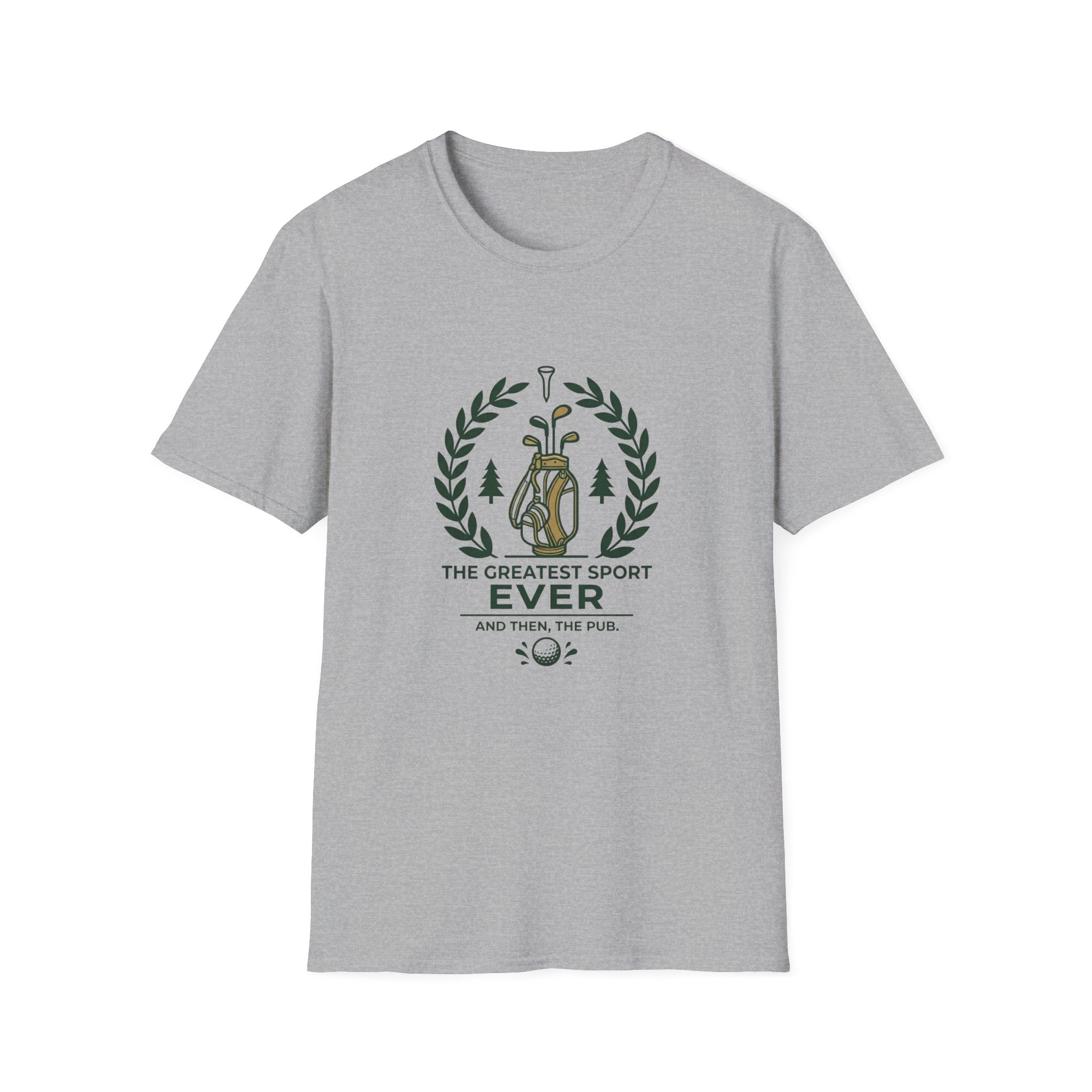 Golf T-Shirt — “The Greatest Sport Ever” Vintage Golf Bag Design