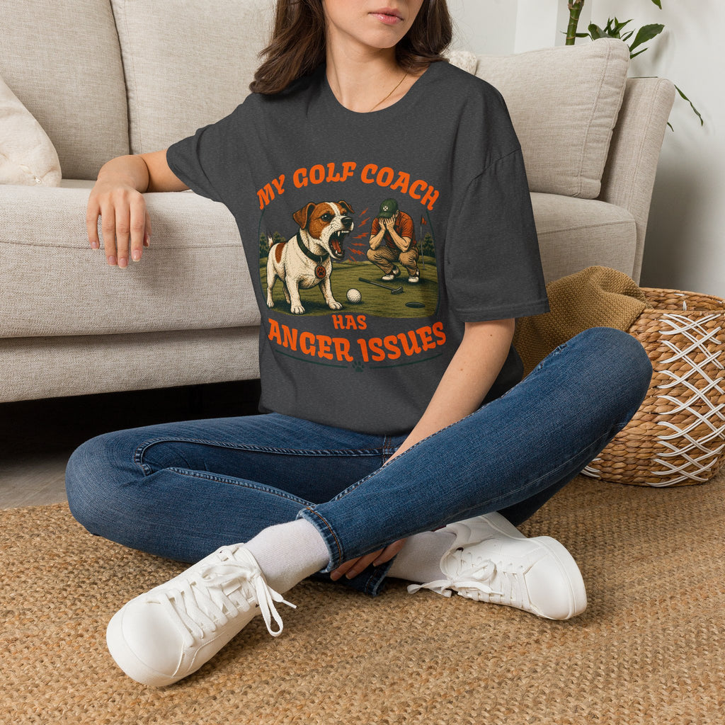 T-Shirt — My Golf Coach Has Anger Issues Vintage Golf Humor Tee