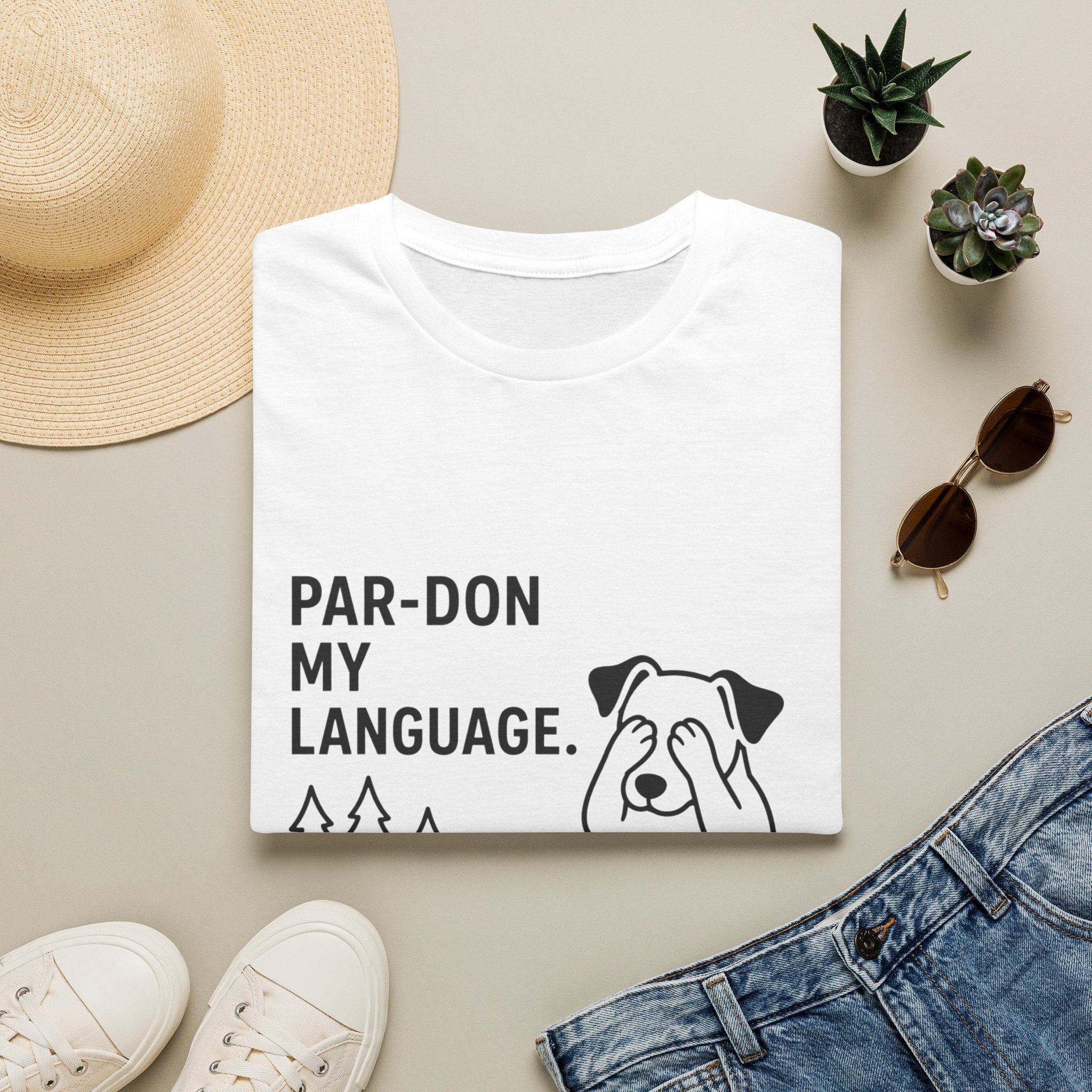 Par-don My Language Dog T-Shirt — Funny Pardoning Puppy Graphic Tee