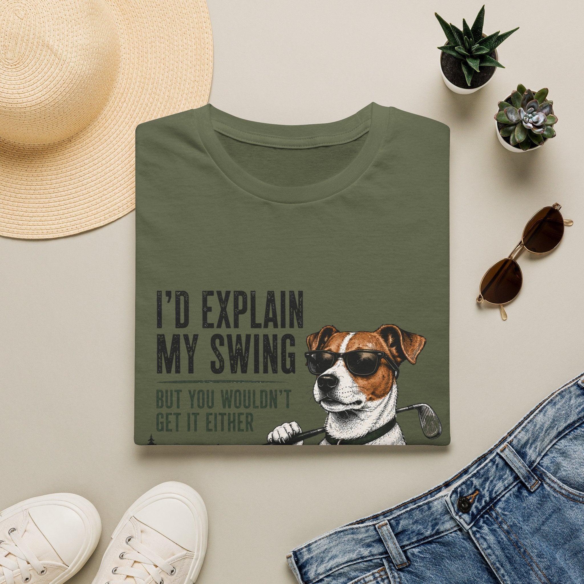Golf Dog T-Shirt — "I'd Explain My Swing But You Wouldn't Get It Either" Funny Golfer Tee