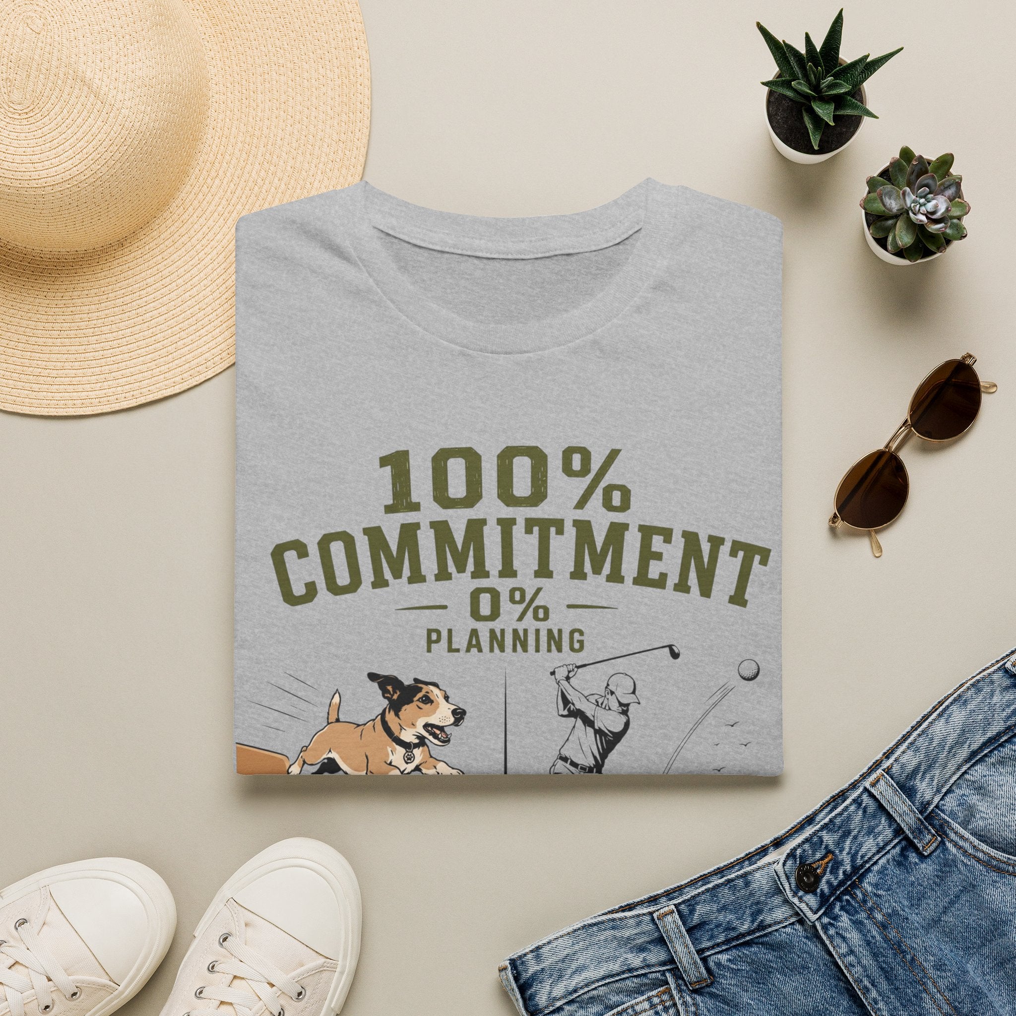 100% Commitment Golf T‑Shirt - Golfer & Dog Tee