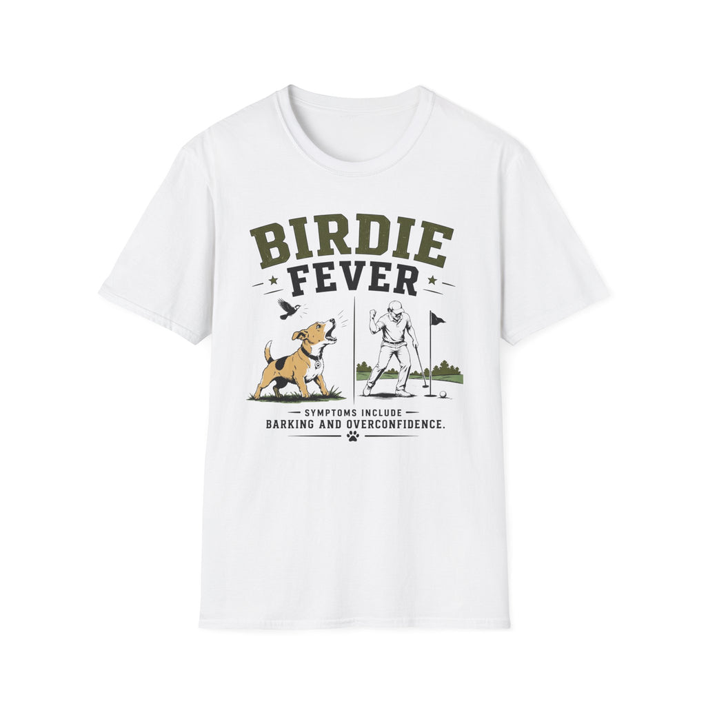 Birdie Fever Golf T-Shirt — Funny Golfing Design with Dog and Golfer