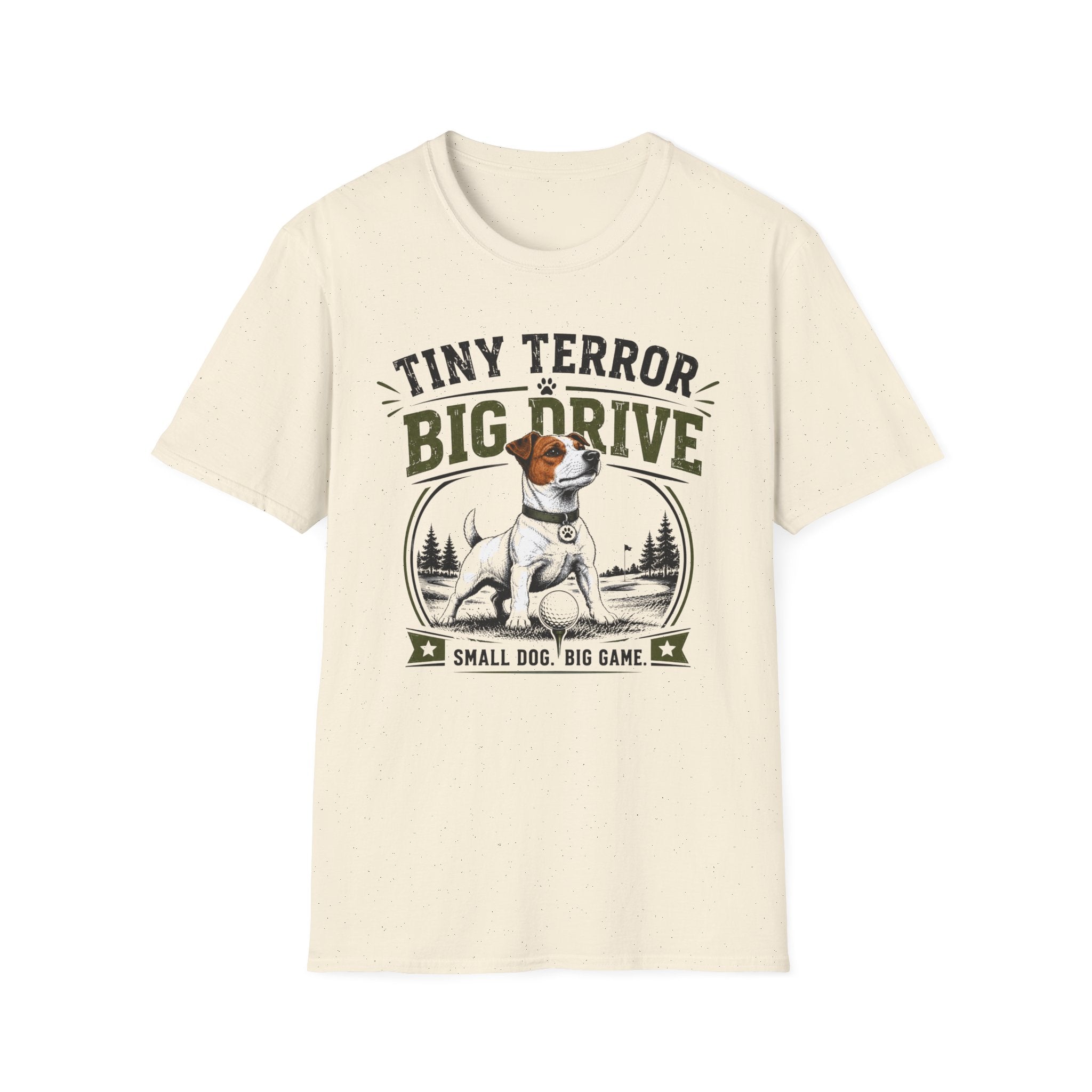 T-Shirt — "Tiny Terror, Big Drive" Hunting Dog Graphic