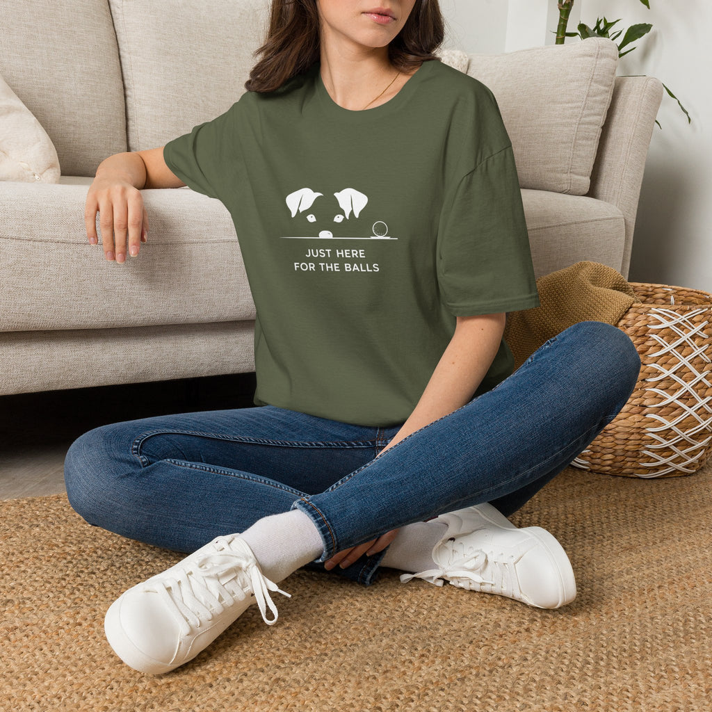 Dog Lover T‑Shirt — Shhh "Just Here for the Balls"