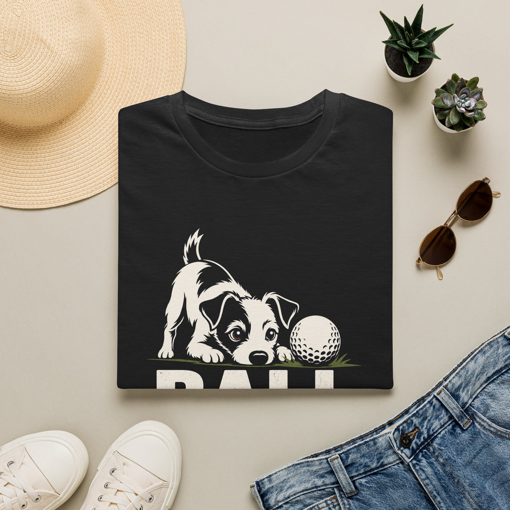 Dog and Golf Ball T-Shirt — "Ball Obsessed" Cute Puppy Golf Tee