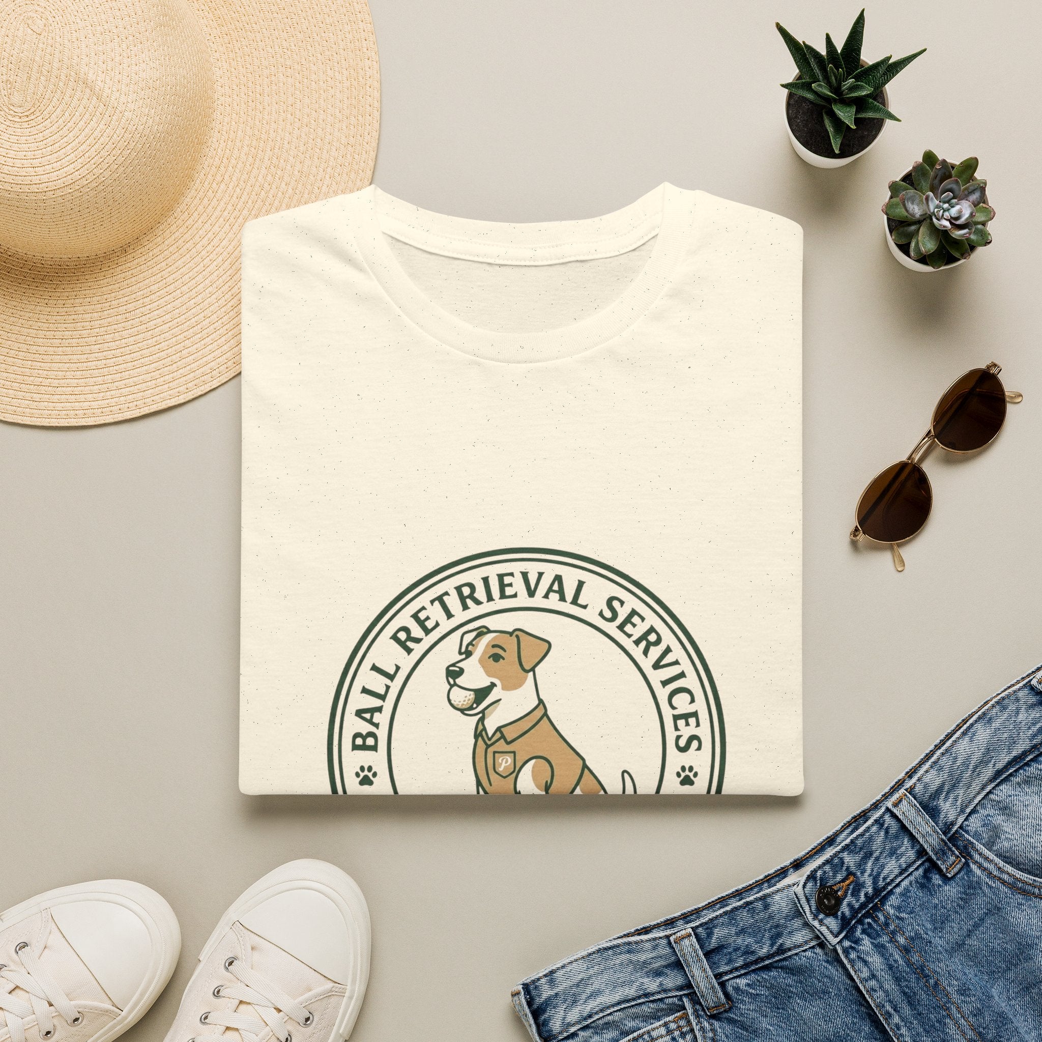 Ball Retrieval Services Dog T‑Shirt — Retro Retriever Logo Tee