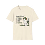 Golf Dog T-Shirt — "Today's Goal: Birdies, Pars, Survive" Funny Golfing Tee