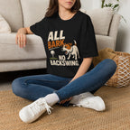 Dog Golf T-Shirt — "All Bark No Backswing" Funny Golfing Dog Tee