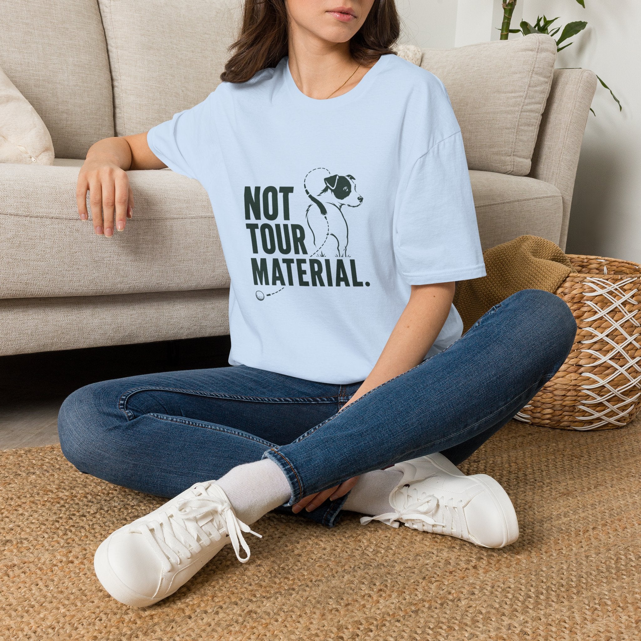T‑Shirt — "Not Tour Material" Dog Rescue Tee