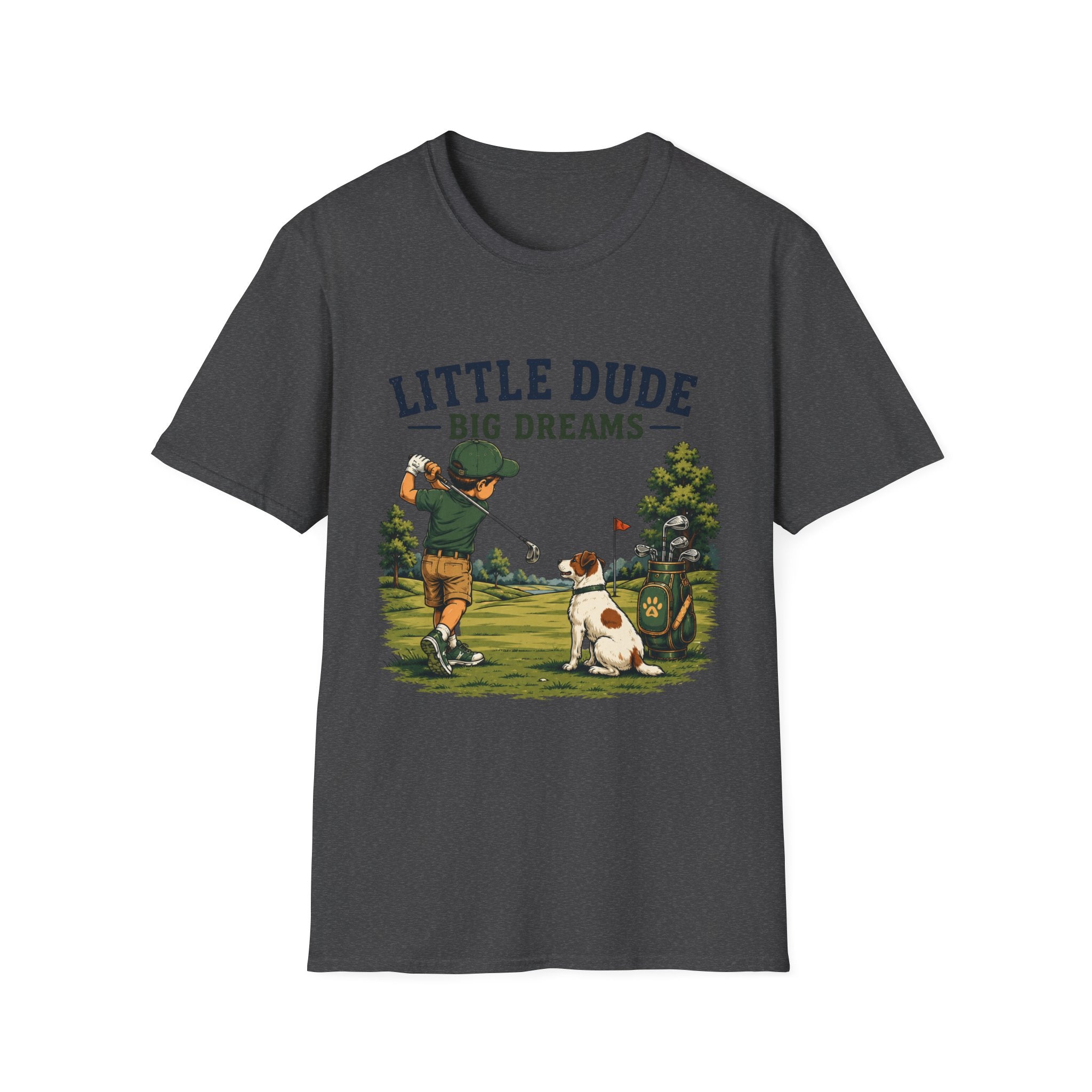 Little Dude Big Dreams T-Shirt — Kids Golf Vintage Design