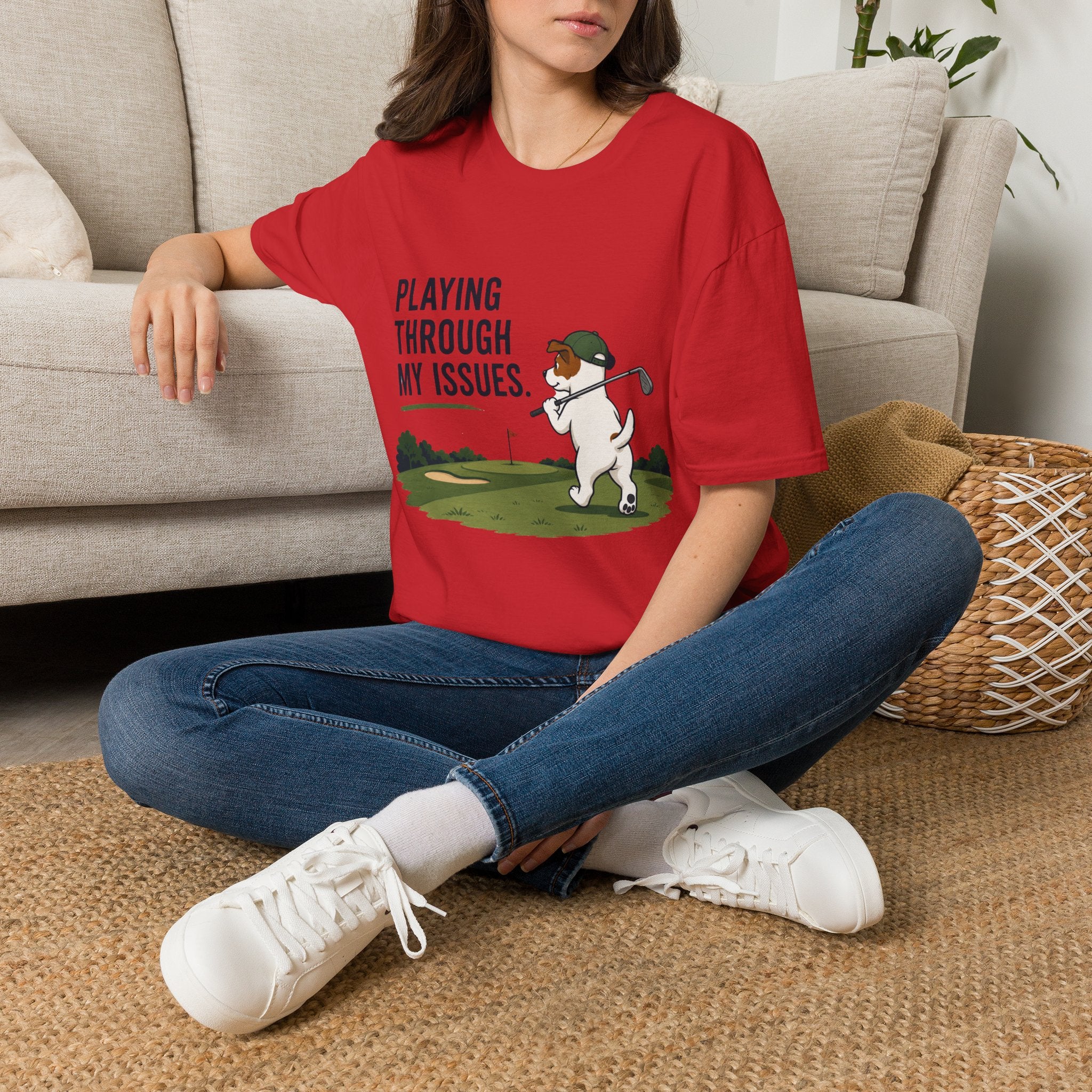 Golf Humor T-Shirt — "Playing Through My Issues" Funny Golfer Design