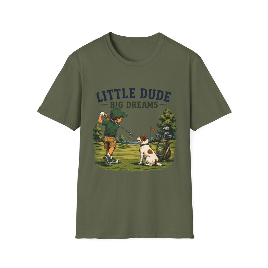 Little Dude Big Dreams T-Shirt — Kids Golf Vintage Design
