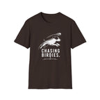 T-Shirt — "Chasing Birdies" Dog Badminton Graphic Tee
