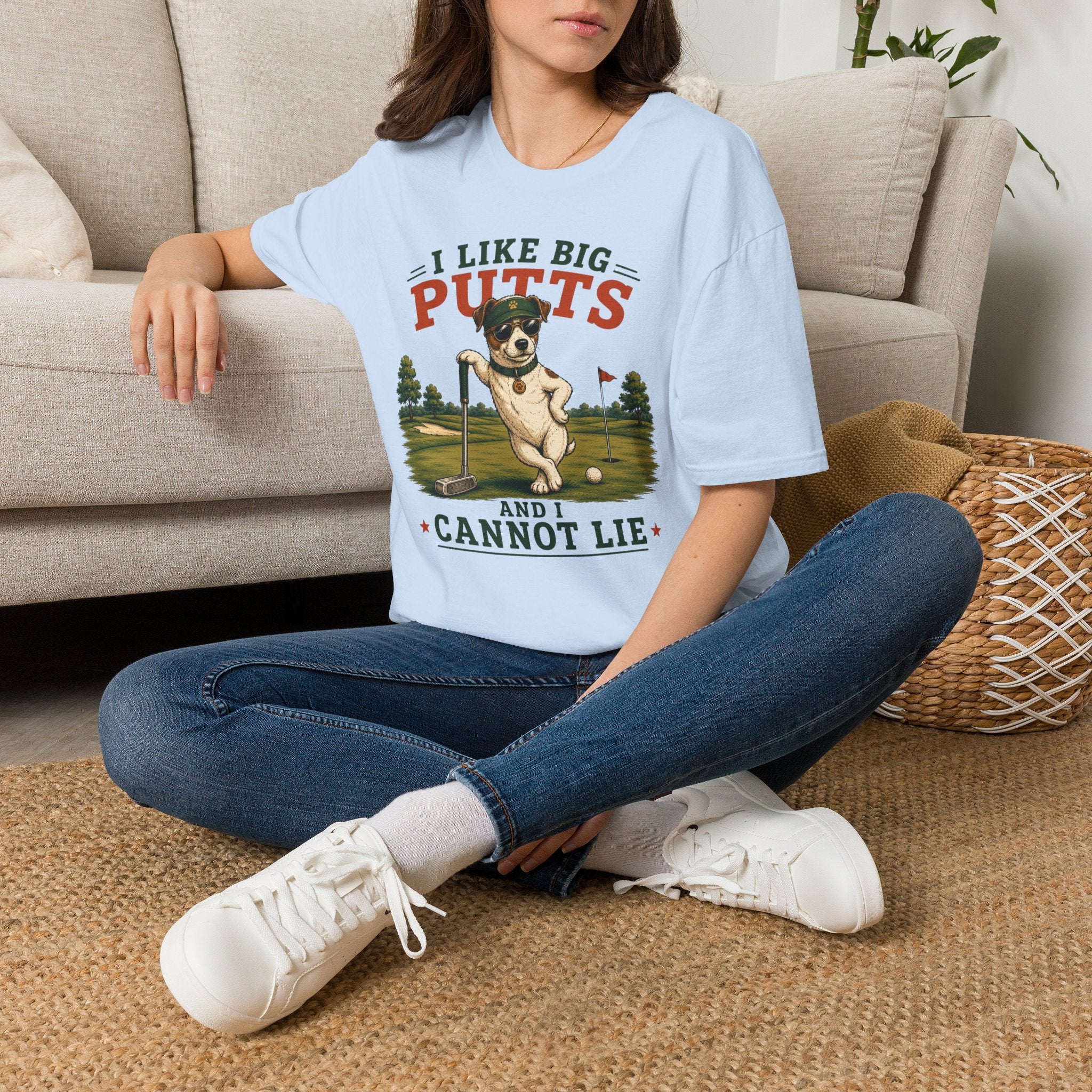 I Like Big Putts Golf T-Shirt — Funny Dog Golfing Graphic Tee