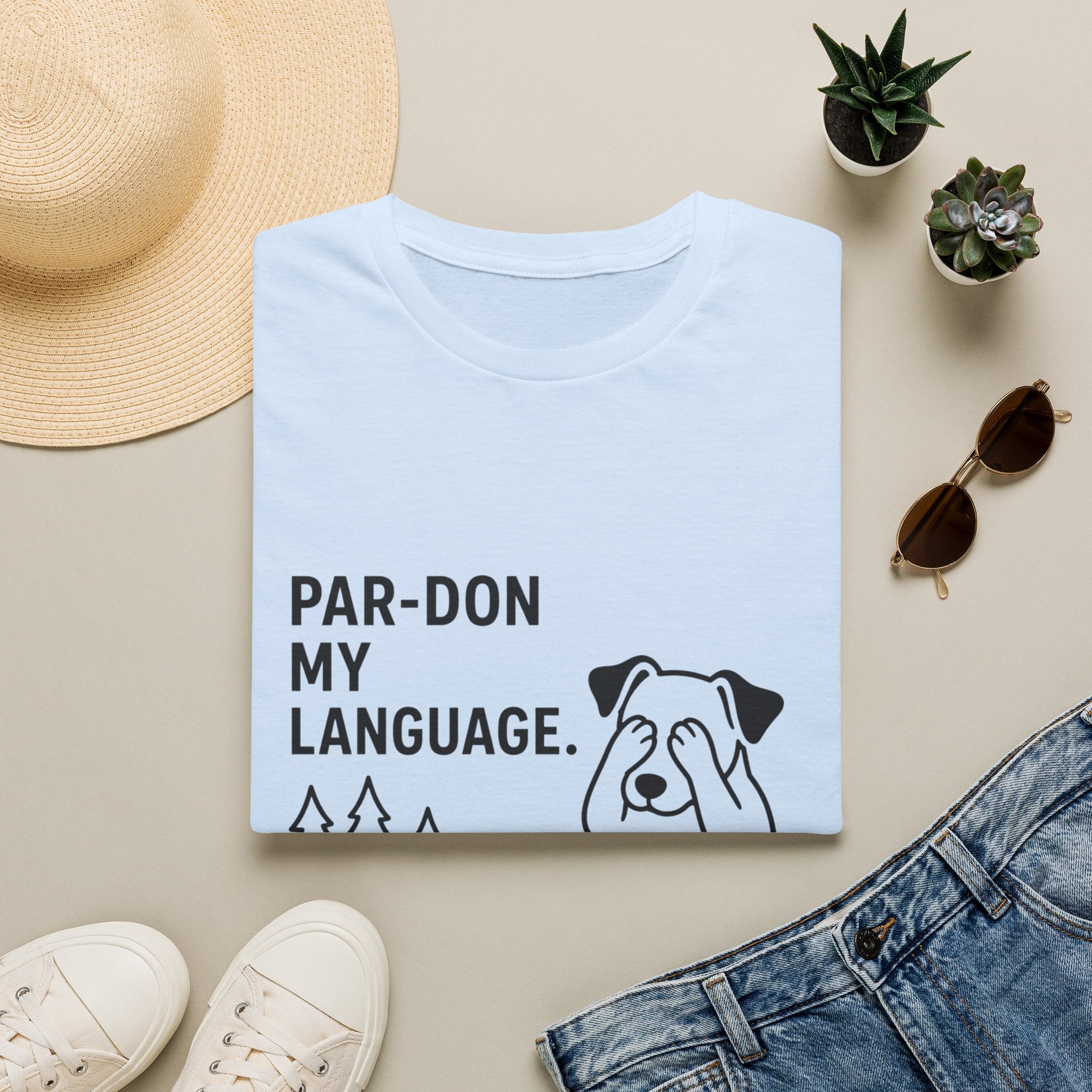 Par-don My Language Dog T-Shirt — Funny Pardoning Puppy Graphic Tee