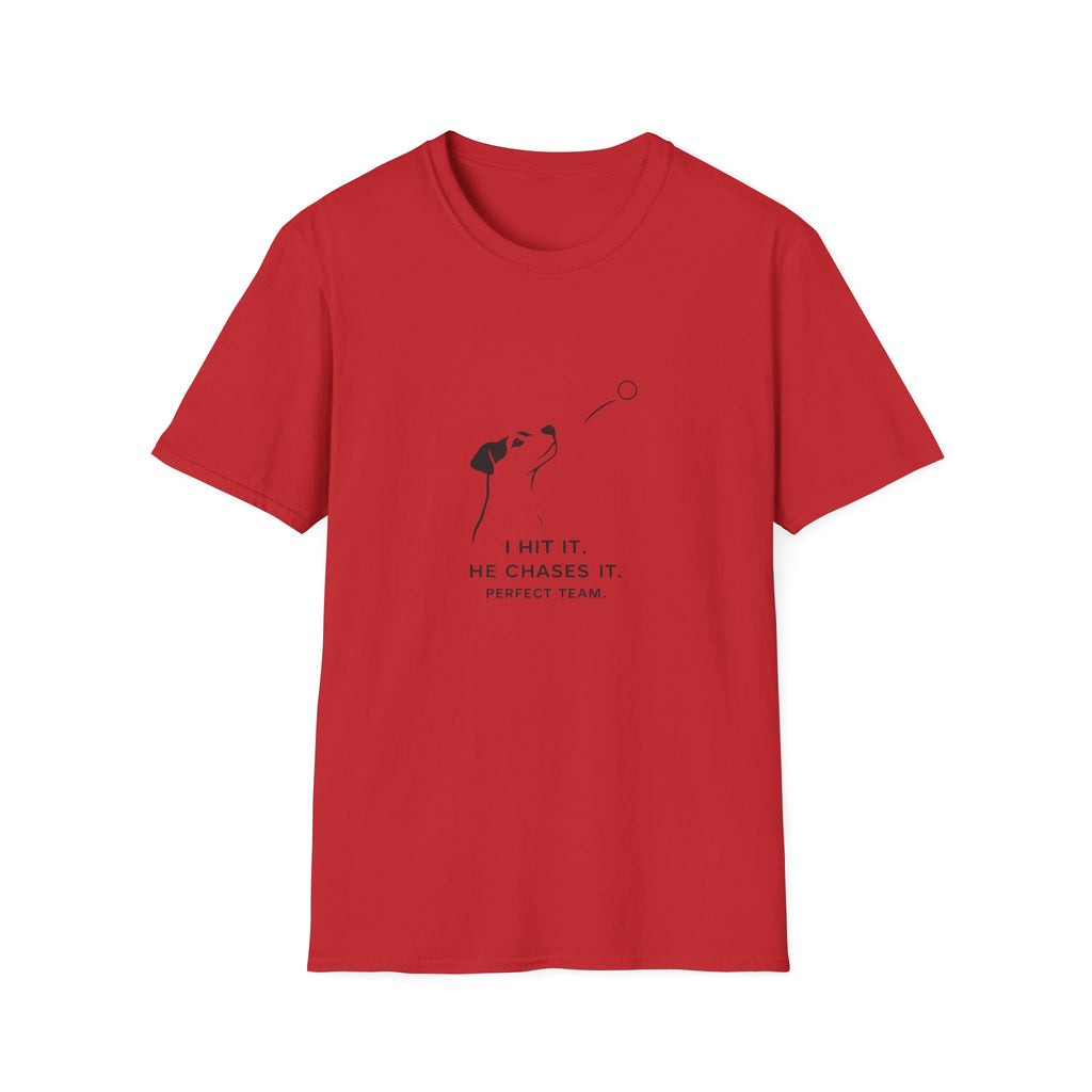 Dog T-Shirt — Minimalist "I Wait It, He Chases It" Fetch Tee for Dog Lovers