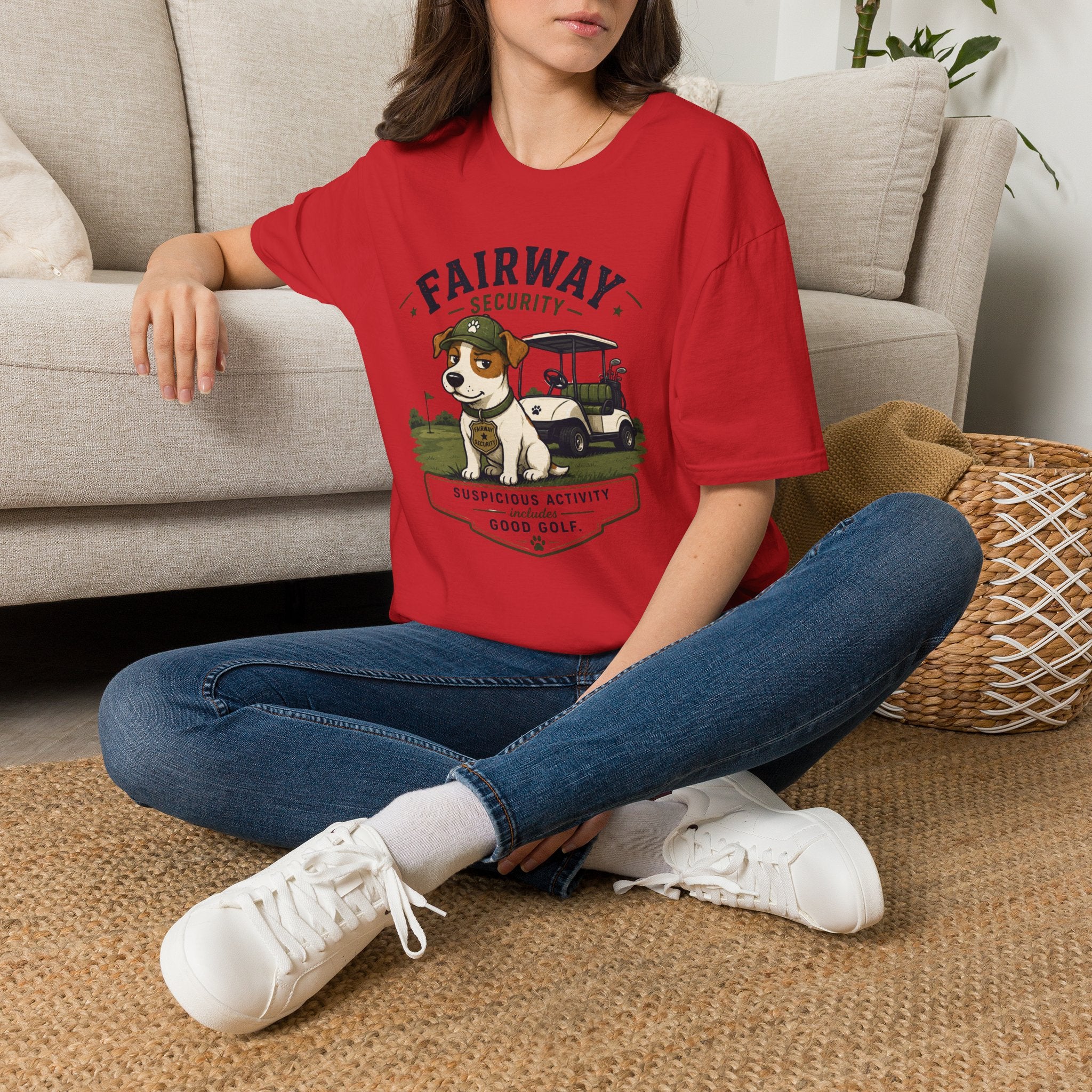 Golf Course Dog T-Shirt — "Fairway Security" Caddy Pup Graphic Tee
