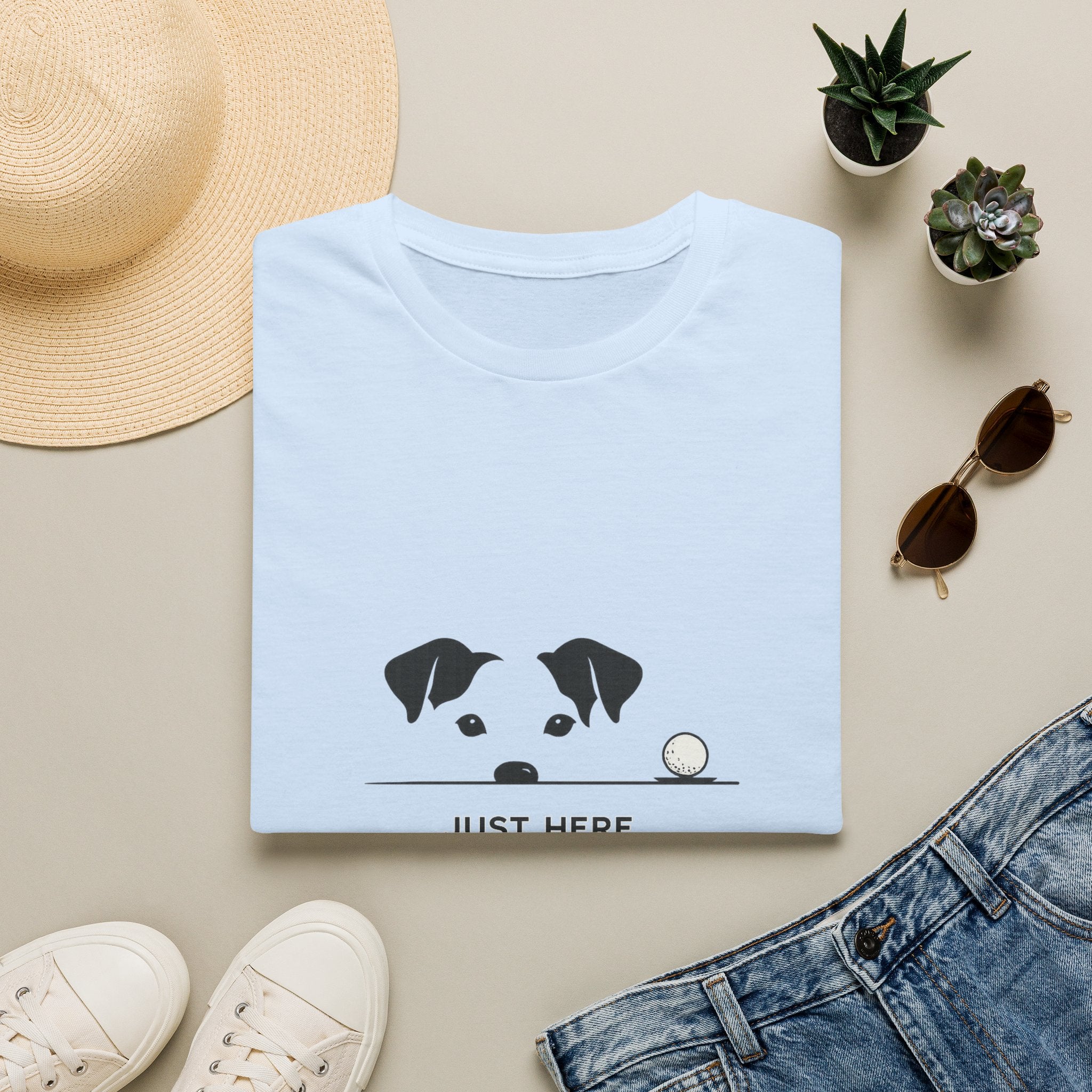 Dog Peeking with Golf Ball T‑Shirt — "Just Here for the Balls" Funny Pet Golfer Tee