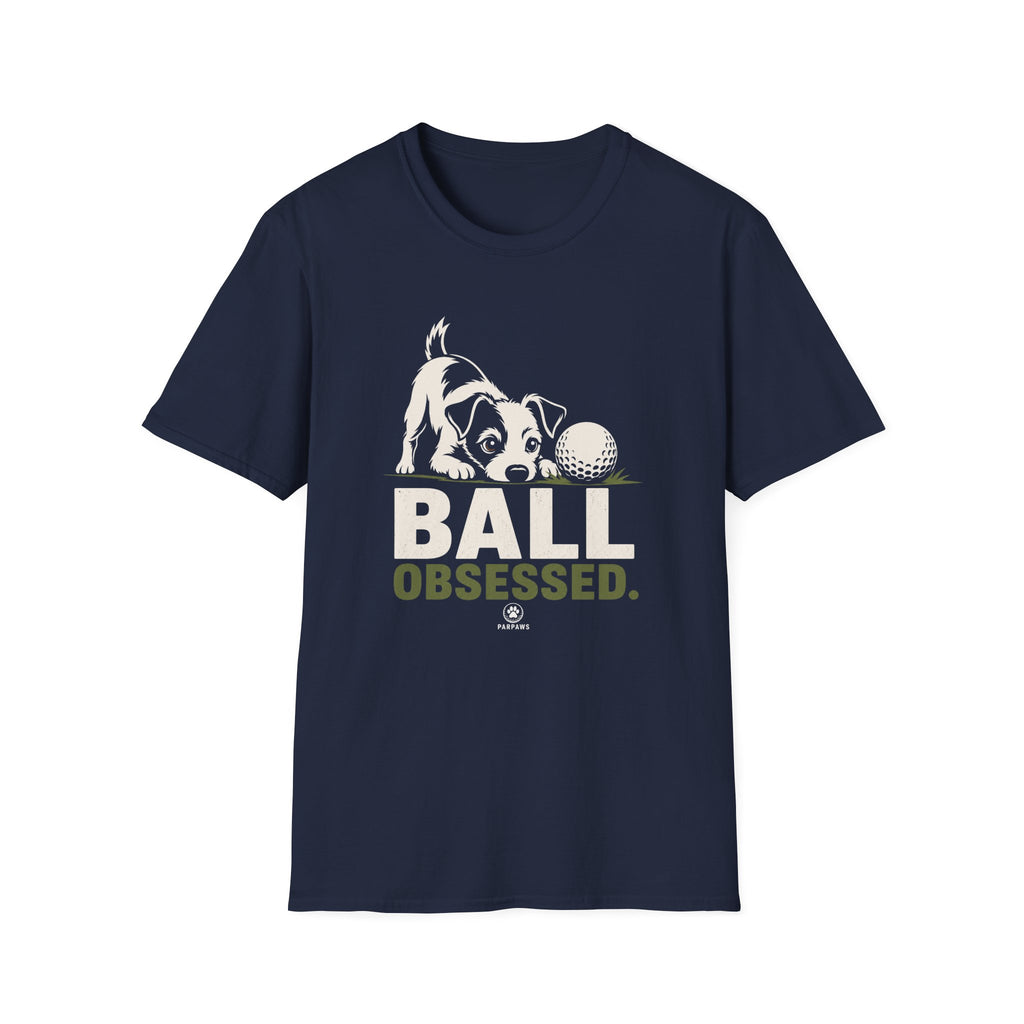 Dog and Golf Ball T-Shirt — "Ball Obsessed" Cute Puppy Golf Tee