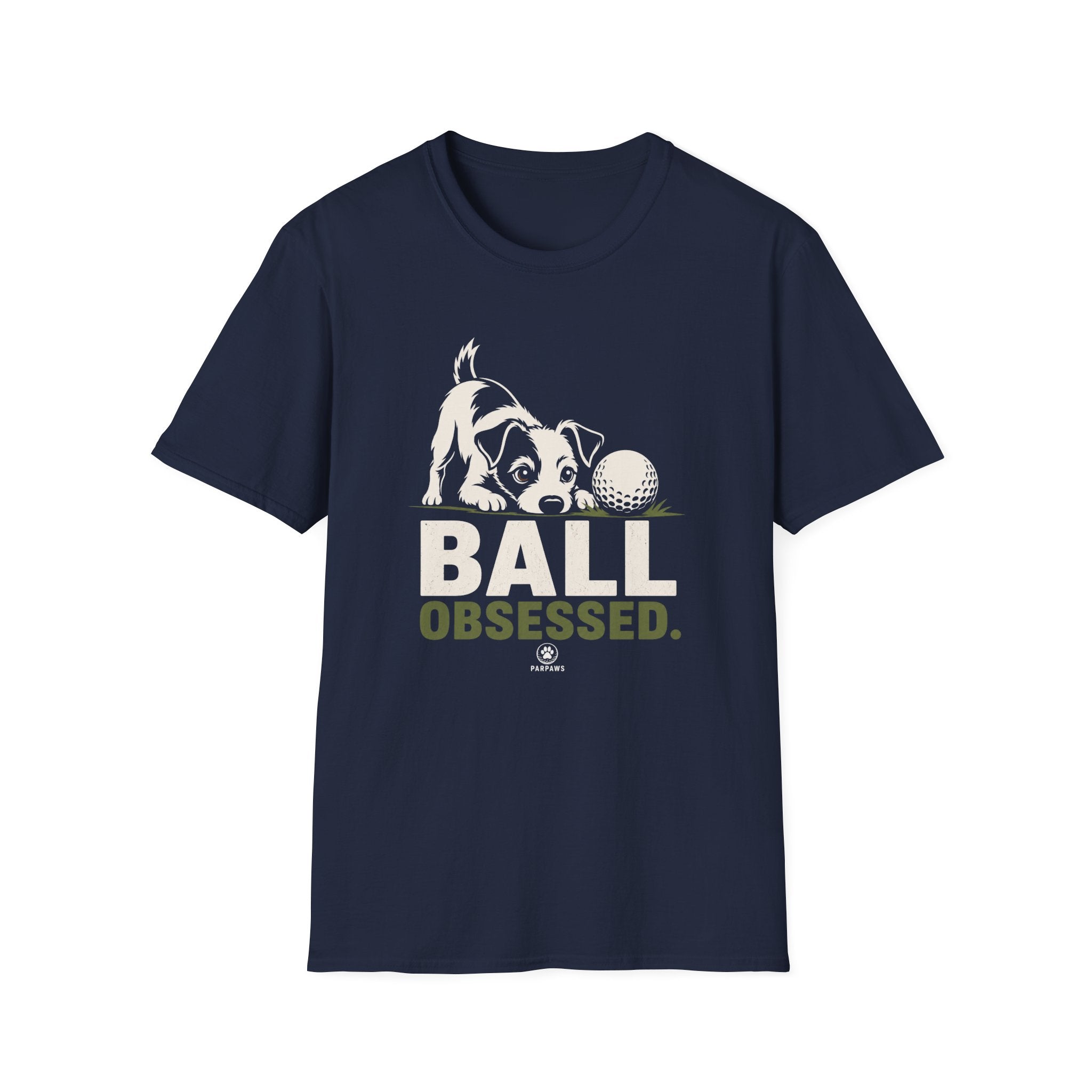 Dog and Golf Ball T-Shirt — "Ball Obsessed" Cute Puppy Golf Tee