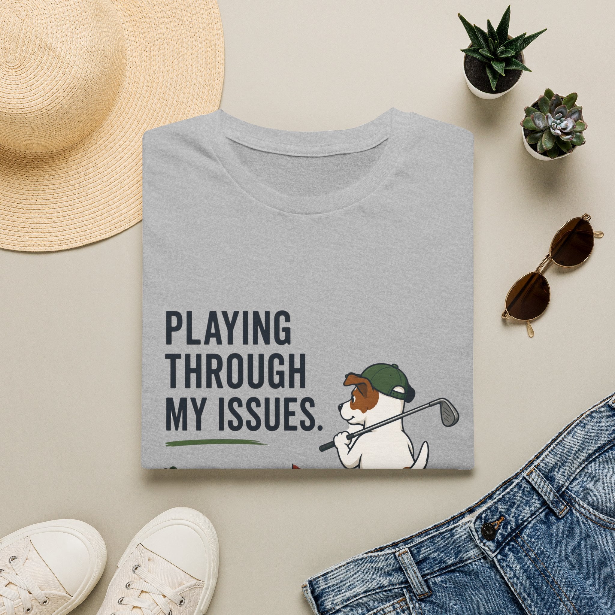Golf Humor T-Shirt — "Playing Through My Issues" Funny Golfer Design