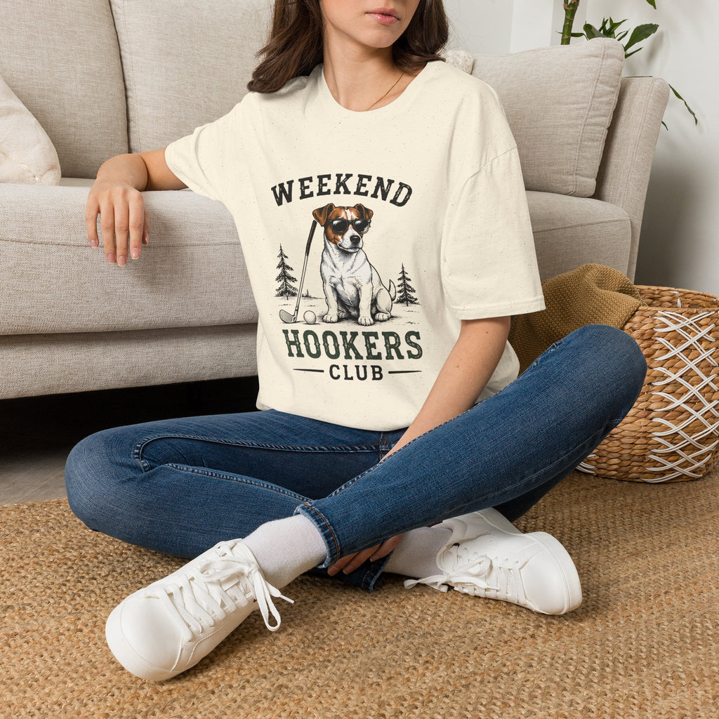 Weekend Hookers Club T-Shirt — Jack Russell Dog Fishing Graphic Tee