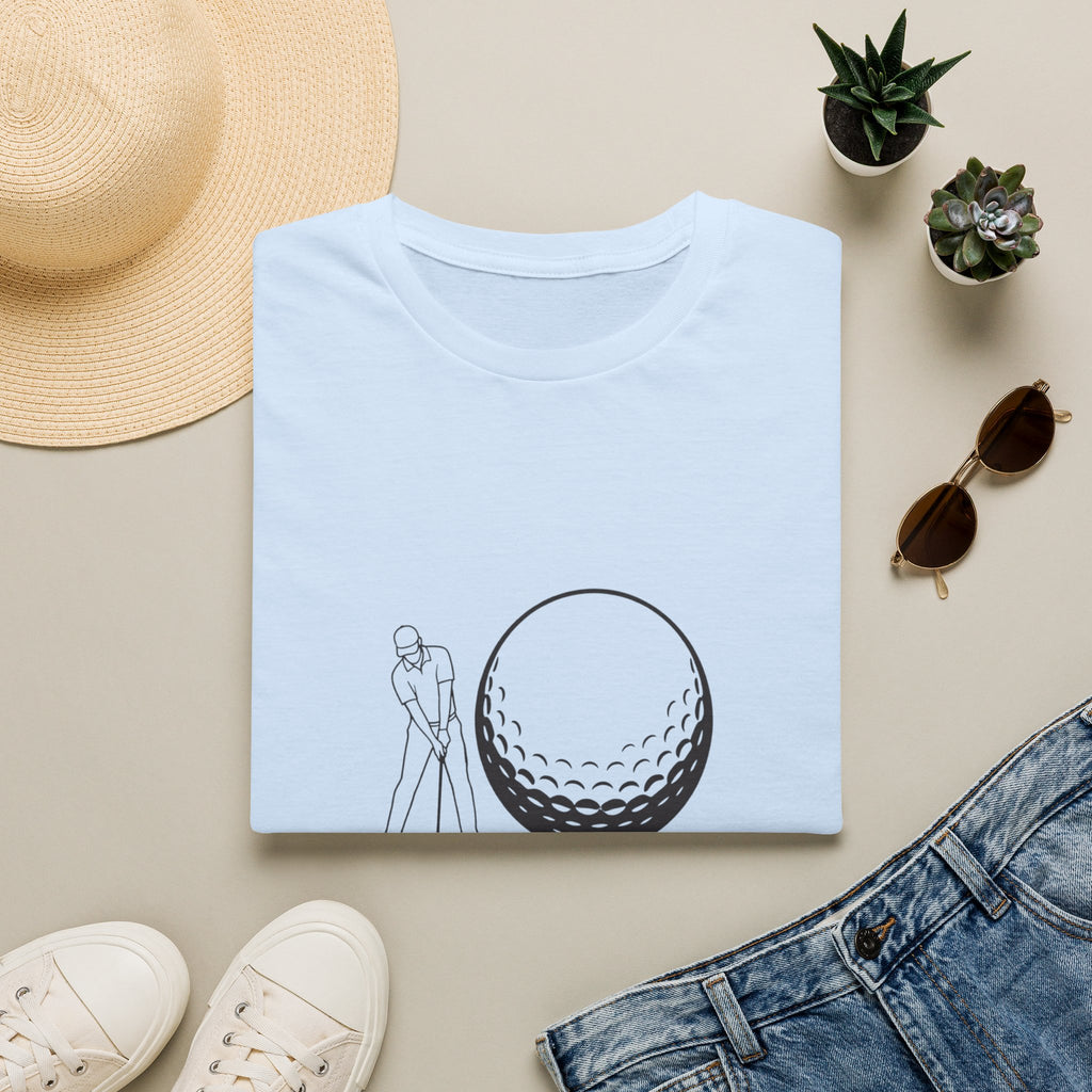 Golf T-Shirt — "Size Matters" Funny Golfer Shirt with Large Golf Ball Design
