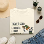 Golf Dog T-Shirt — "Today's Goal: Birdies, Pars, Survive" Funny Golfing Tee