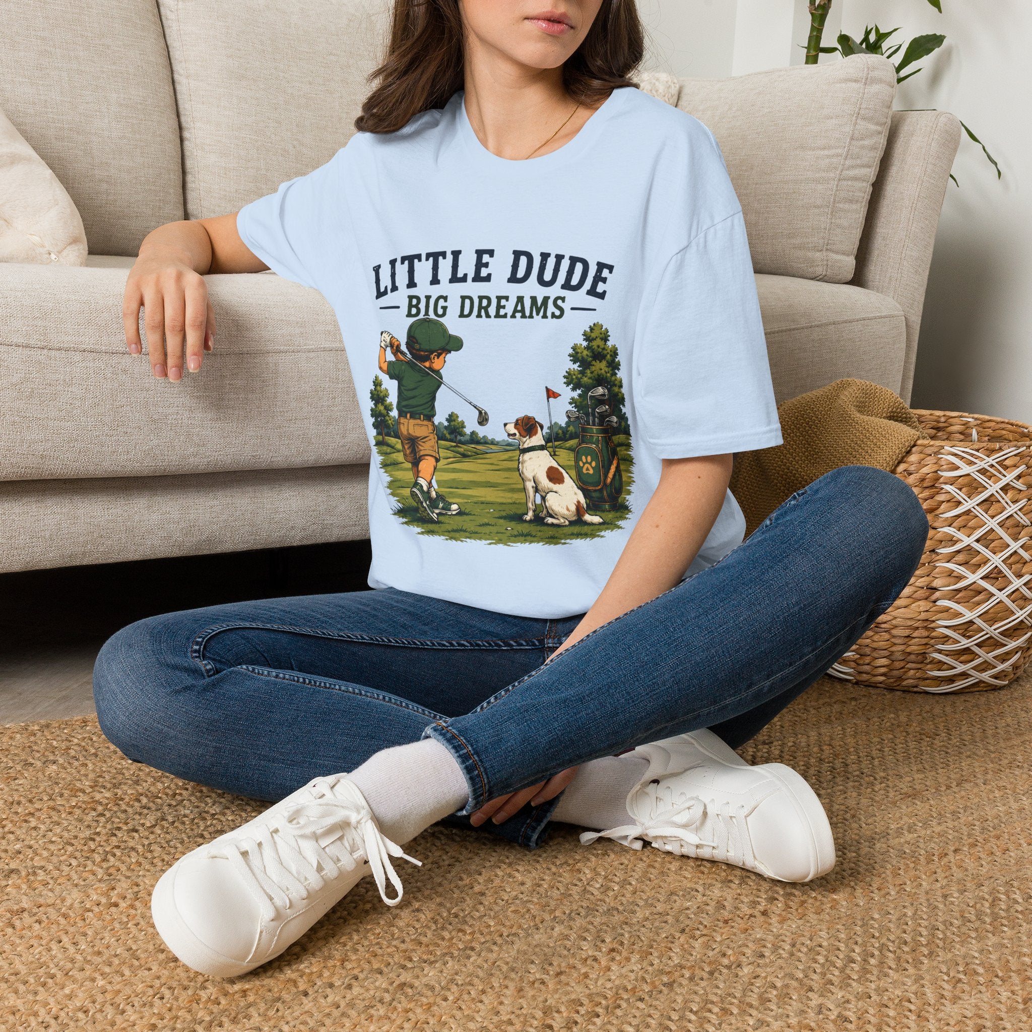 Little Dude Big Dreams T-Shirt — Kids Golf Vintage Design